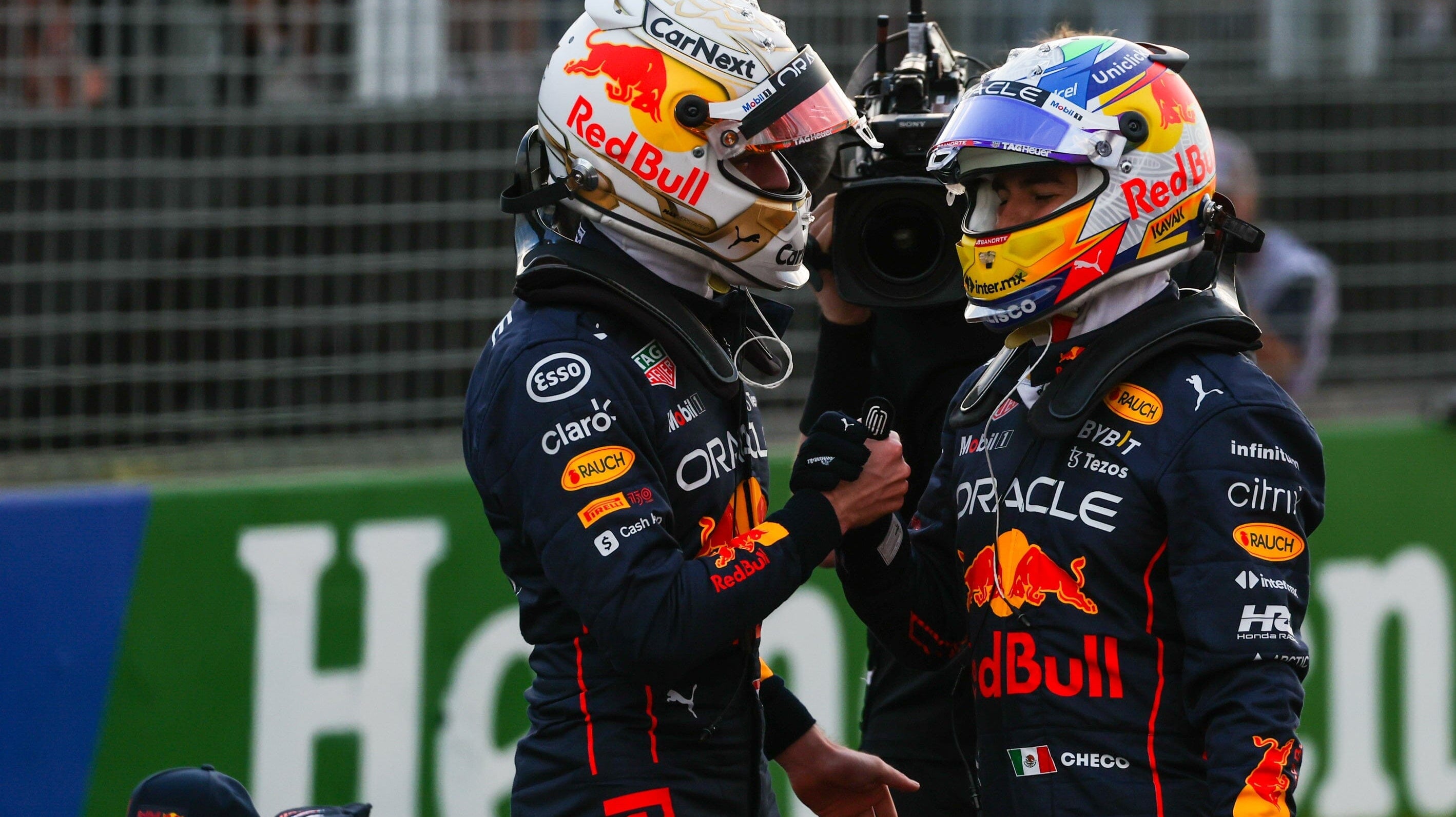 Red Bull Racing F1 Drivers Max Verstappen and Sergio Perez