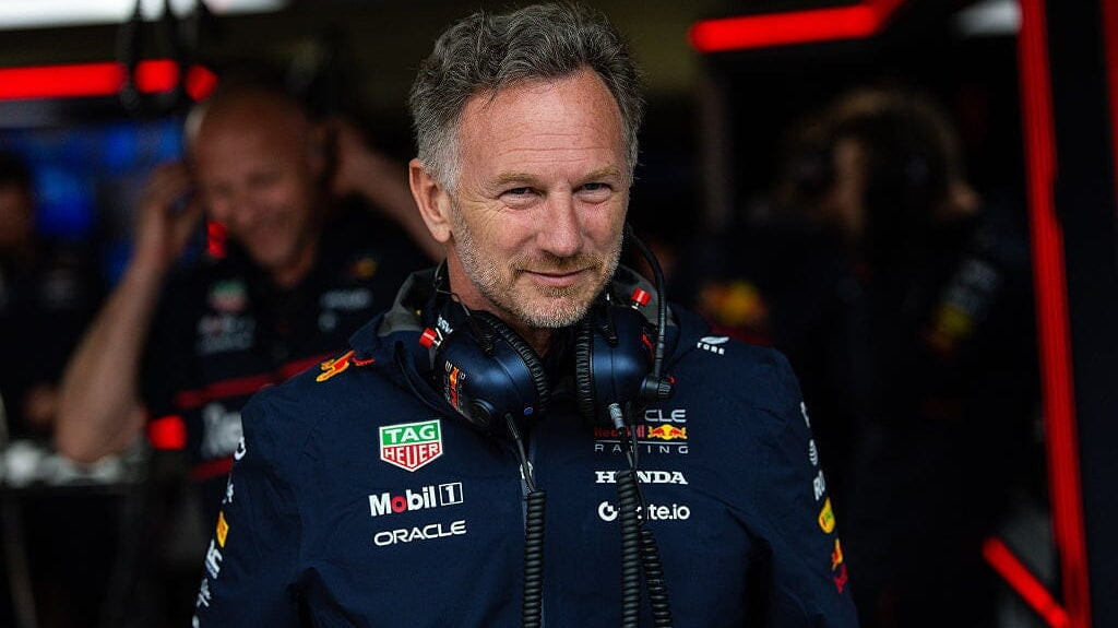 Red Bull Racing team principal Christian Horner in the garage during qualifying ahead of the F1 Grand Prix of Great Britain at Silverstone Circuit on July 5, 2025 in Northampton, United Kingdom. (Photo by Kym Illman/Getty Images) Editorial # 2223665255
