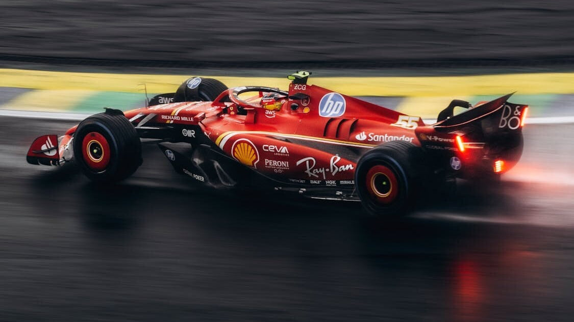 race car on wet track