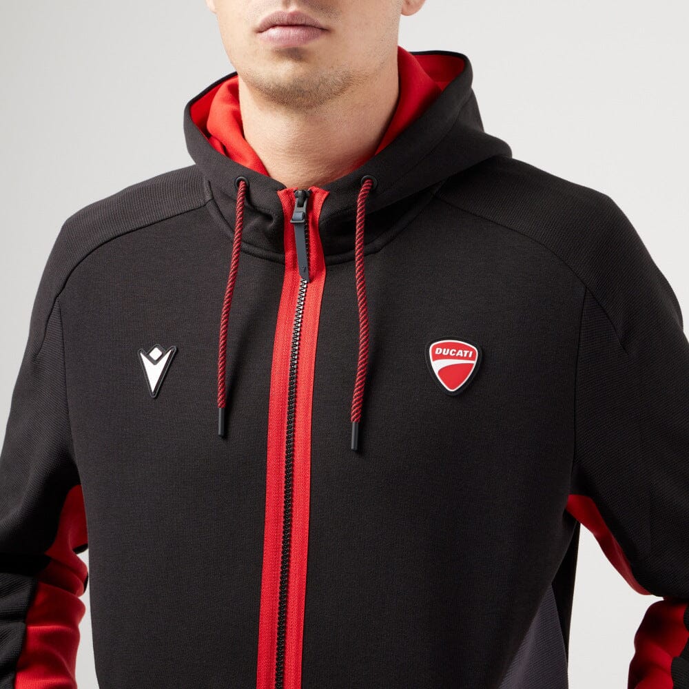 Ducati x Macron Men's Warmup Zip Up Hoodie - Black Hoodies Ducati