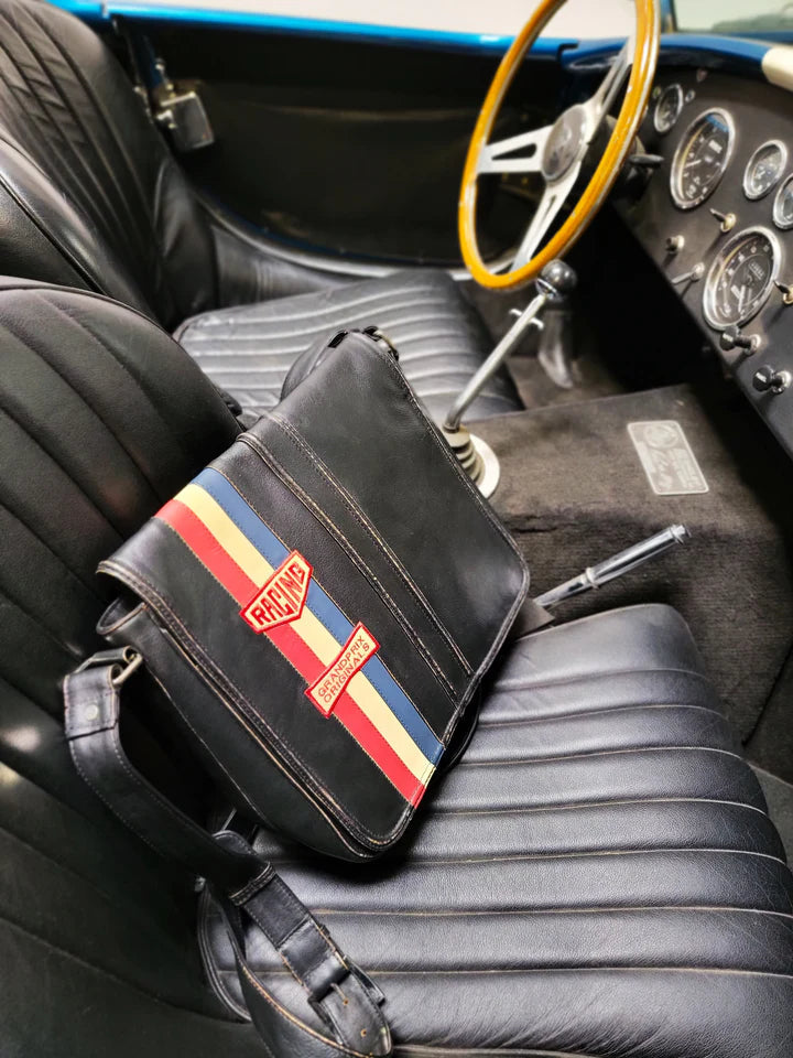 GrandPrix Originals Limited Edition Vintage Leather Silverstone Messenger Bag - Black Bags GrandPrix Originals USA
