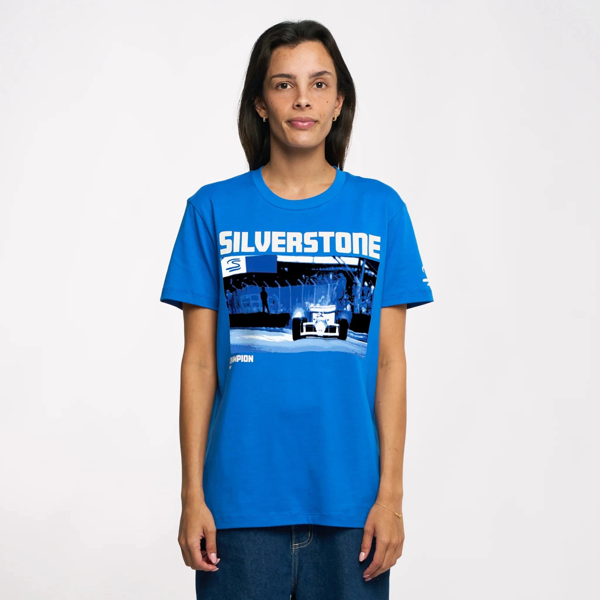 Ayrton Senna F1 Silverstone Circuit Graphic T-Shirt - Blue T-shirts Ayrton Senna