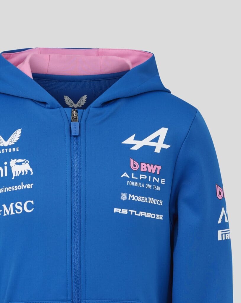 Alpine Racing F1 2026 Kids Team Full Zip Hoodie - Youth Lapis Blue Hoodies Alpine