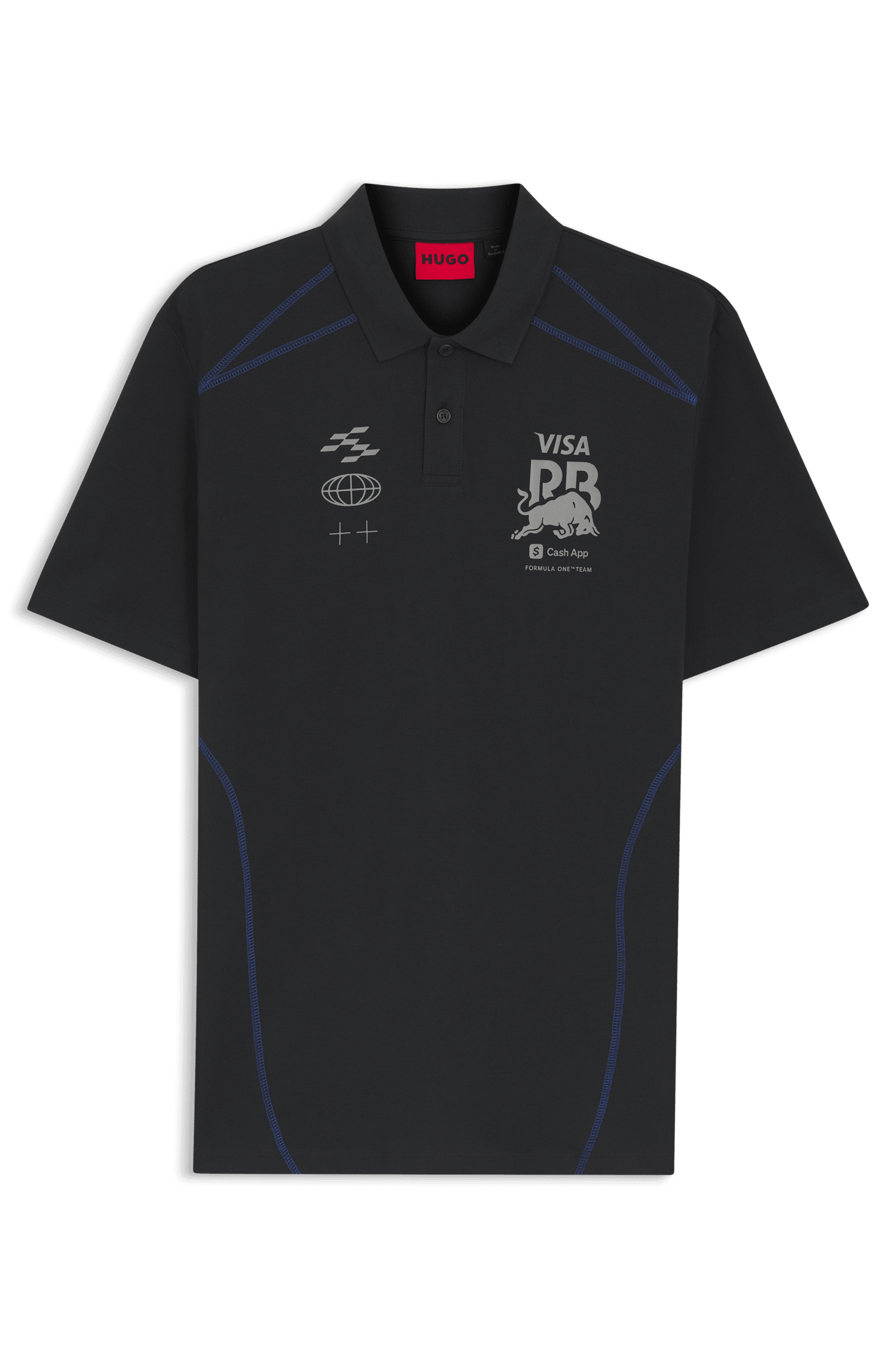 Visa Cash App RB F1 Men's Fanwear Polo Shirt - Black/White Polos Visa Cash App RB XS Black
