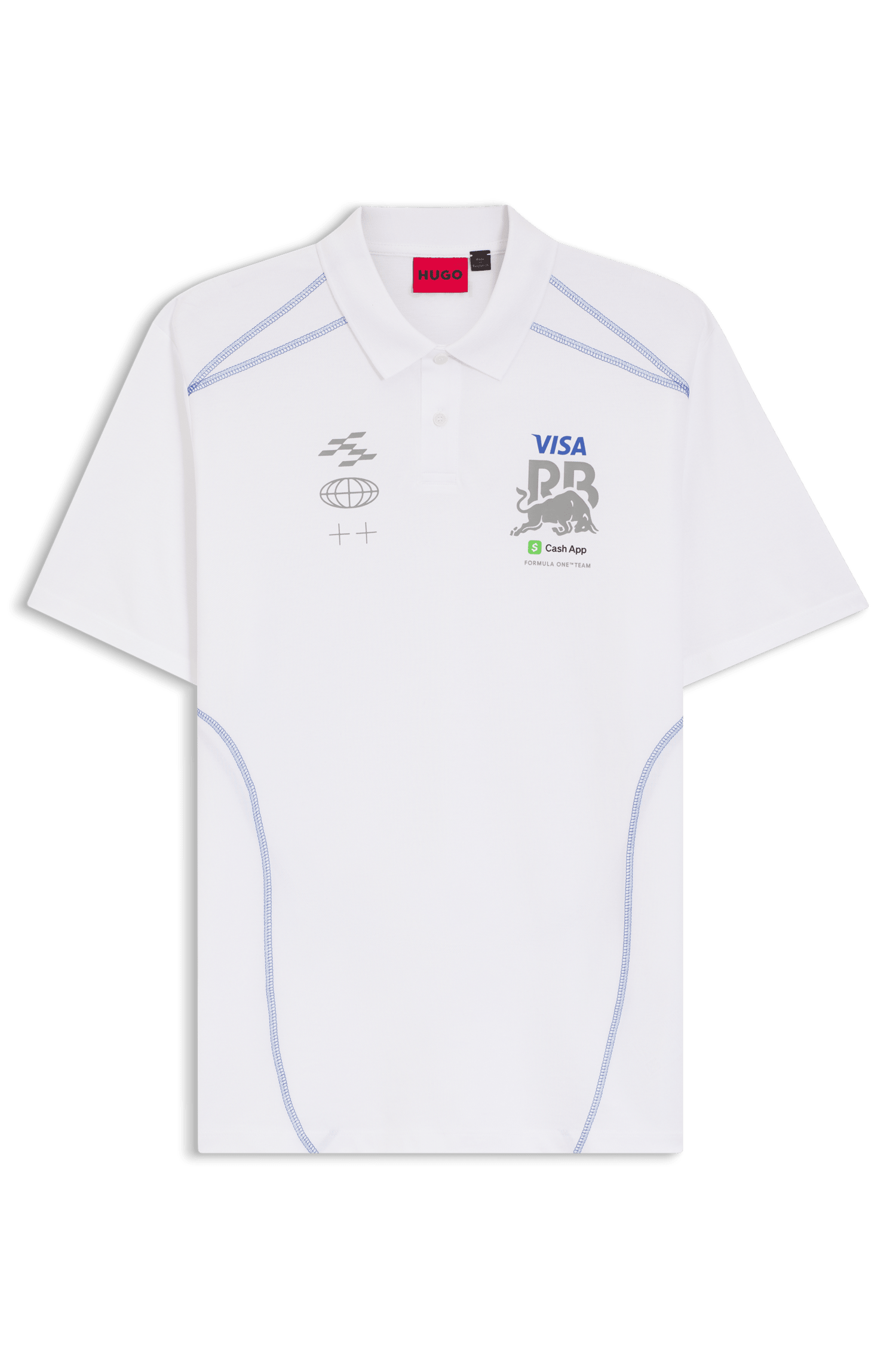 Visa Cash App RB F1 Men's Fanwear Polo Shirt - Black/White Polos Visa Cash App RB XS White