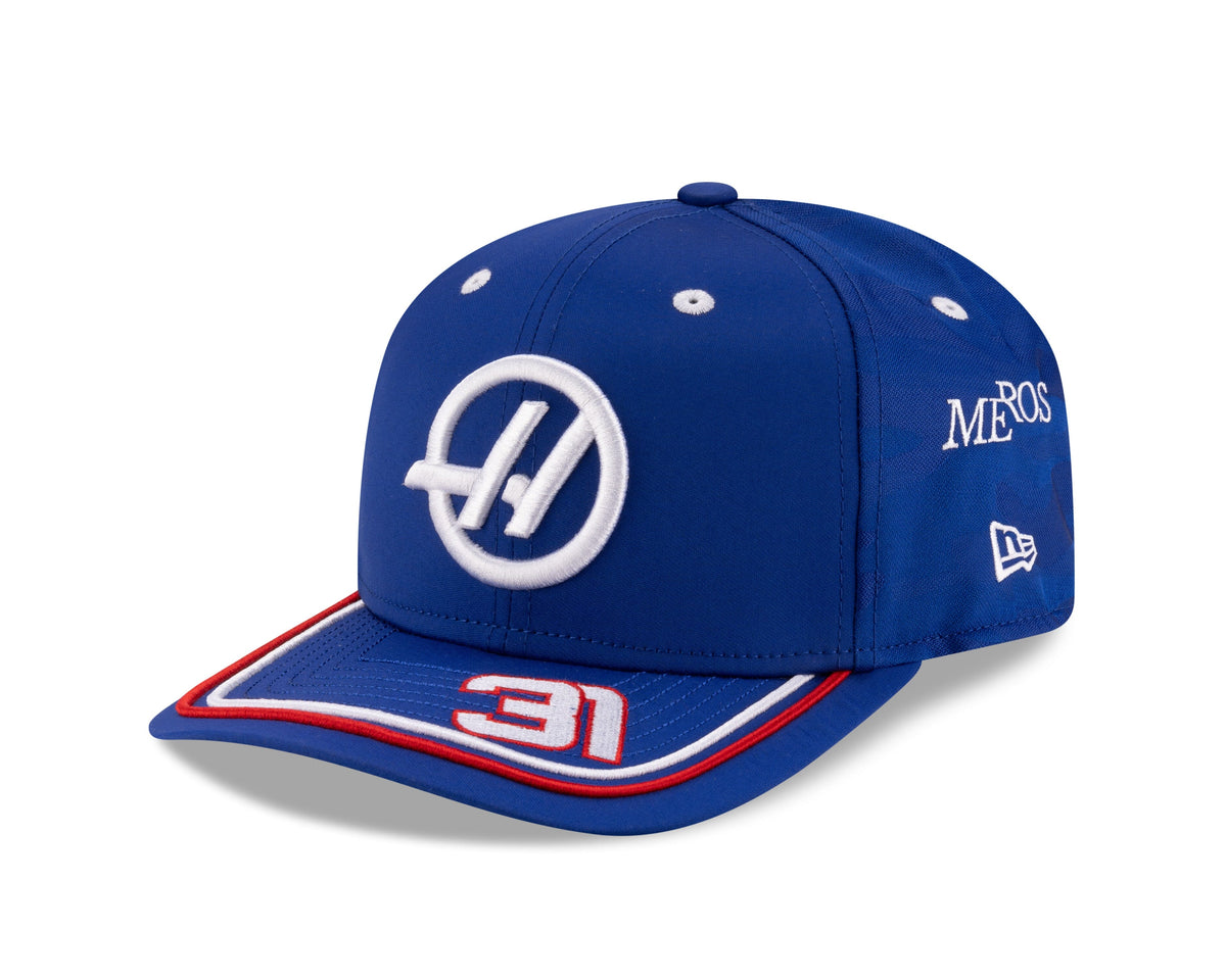 New Era Haas F1 Team – Produit Officiel 2025 – Casquette De Baseball Silverstone édition Spéciale Des Pilotes D'Esteban Ocon – Bleu