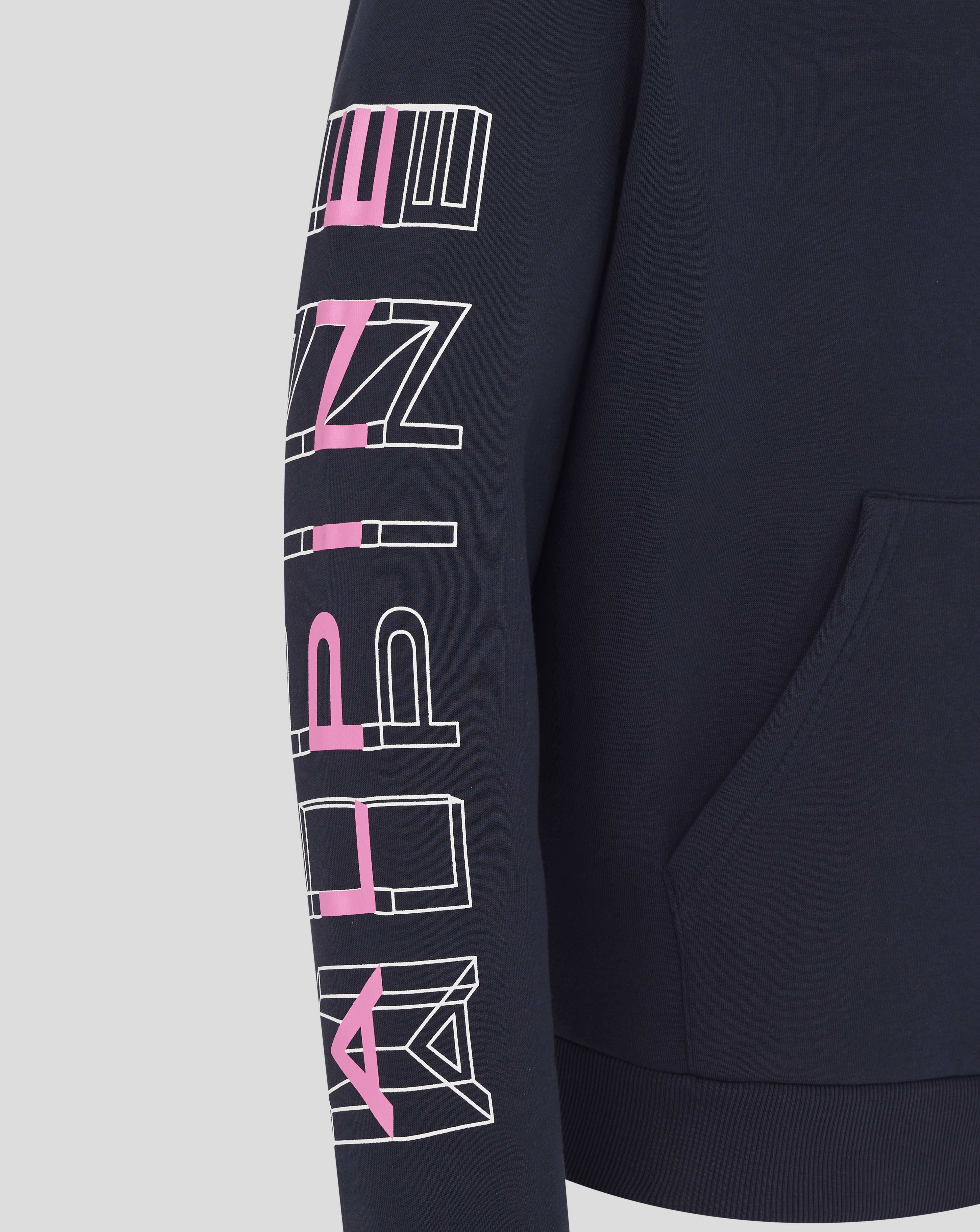 Alpine Racing F1 Sleeve Graphic Relaxed Fit Pullover Hoodie - Navy Hoodies Alpine