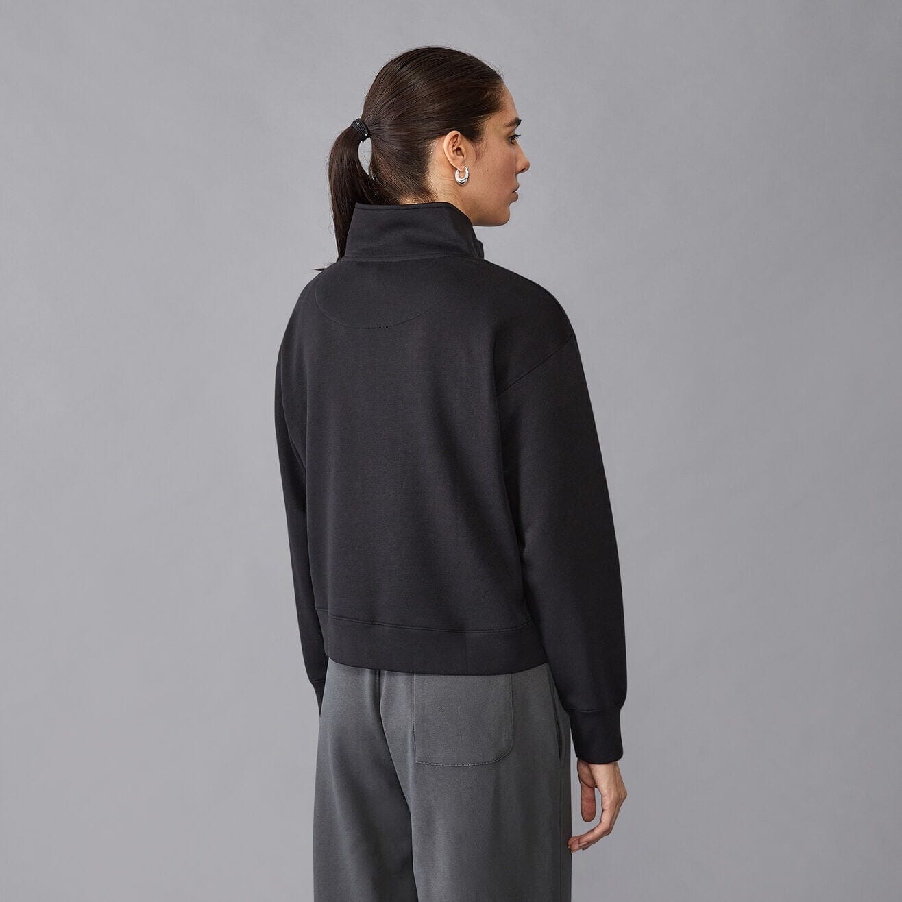 Mercedes AMG Petronas F1 Women's Relaxed Fit 1/4 Zip Sweater - Black Sweatshirt Mercedes AMG Petronas
