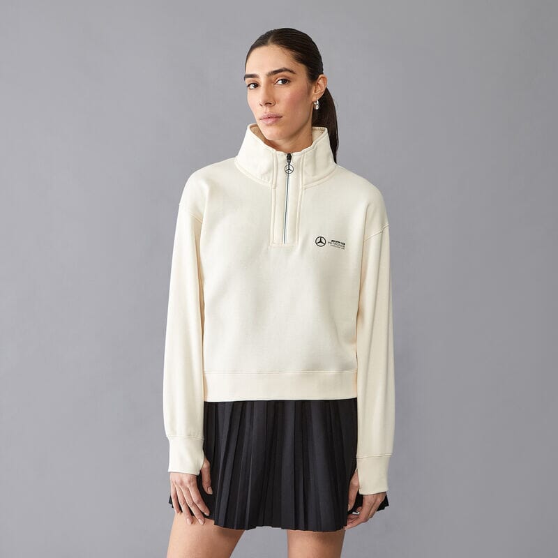 Mercedes AMG Petronas F1 Women's Relaxed Fit 1/4 Zip Sweater - Black Sweatshirt Mercedes AMG Petronas