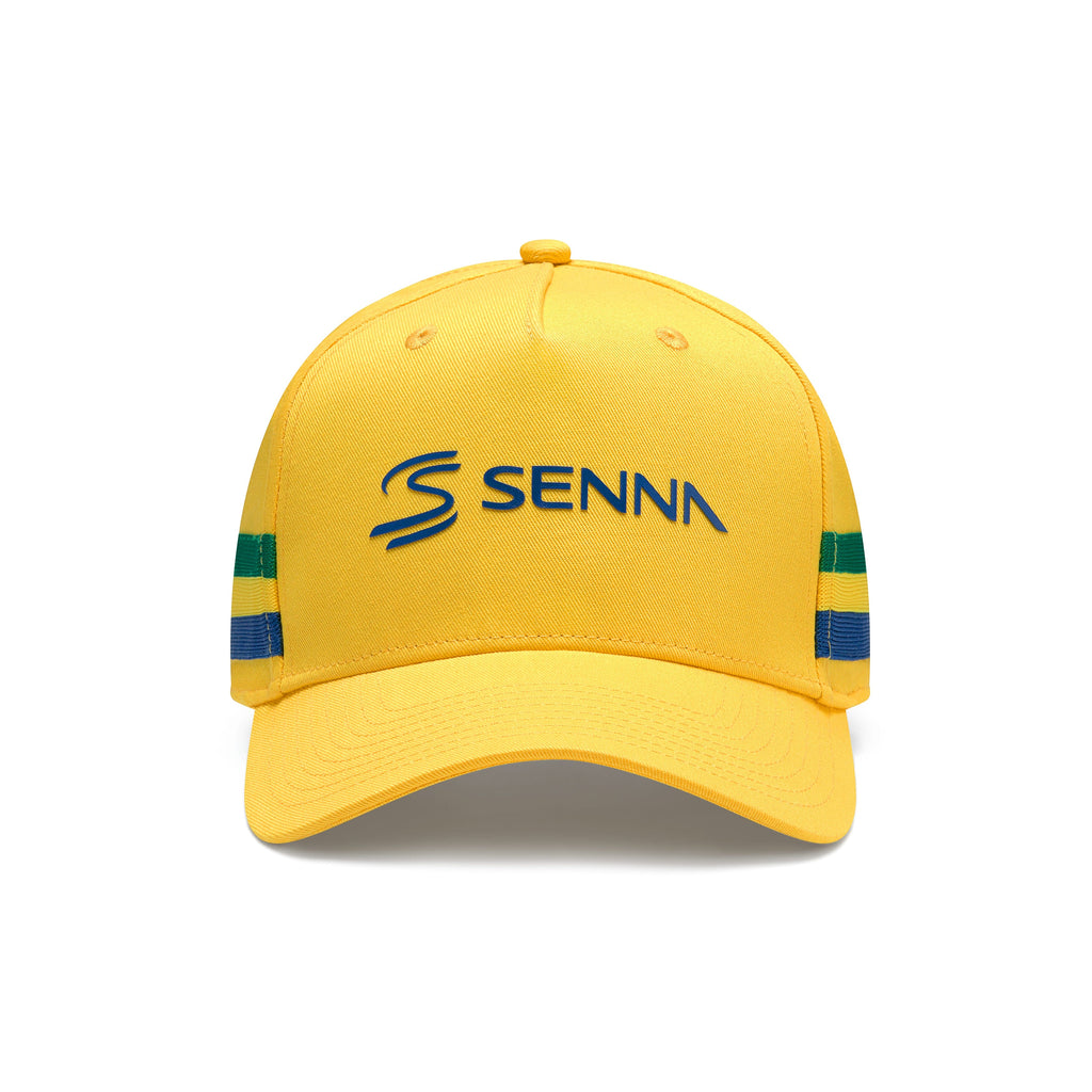 Ayrton Senna F1 Stripe Baseball Hat - Navy/Yellow Hats Ayrton Senna 