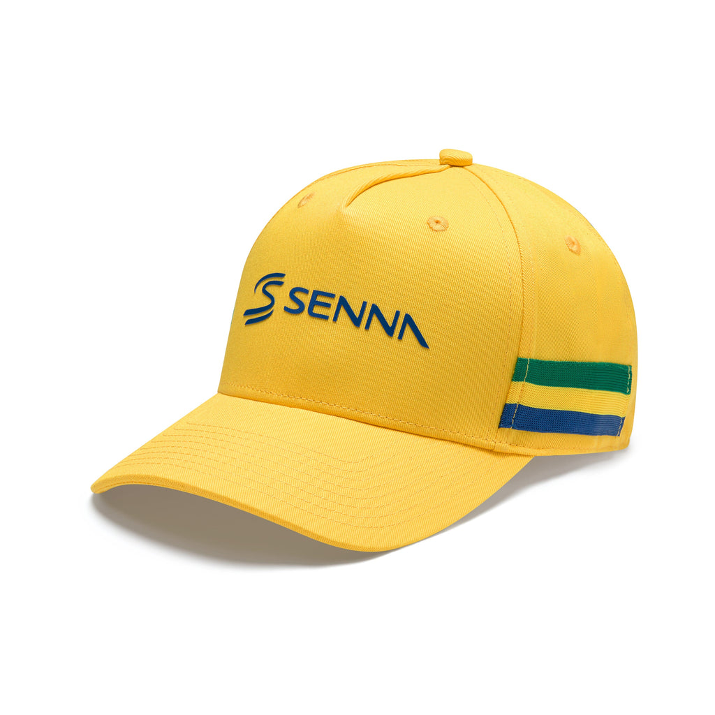 Ayrton Senna F1 Stripe Baseball Hat - Navy/Yellow Hats Ayrton Senna Yellow 