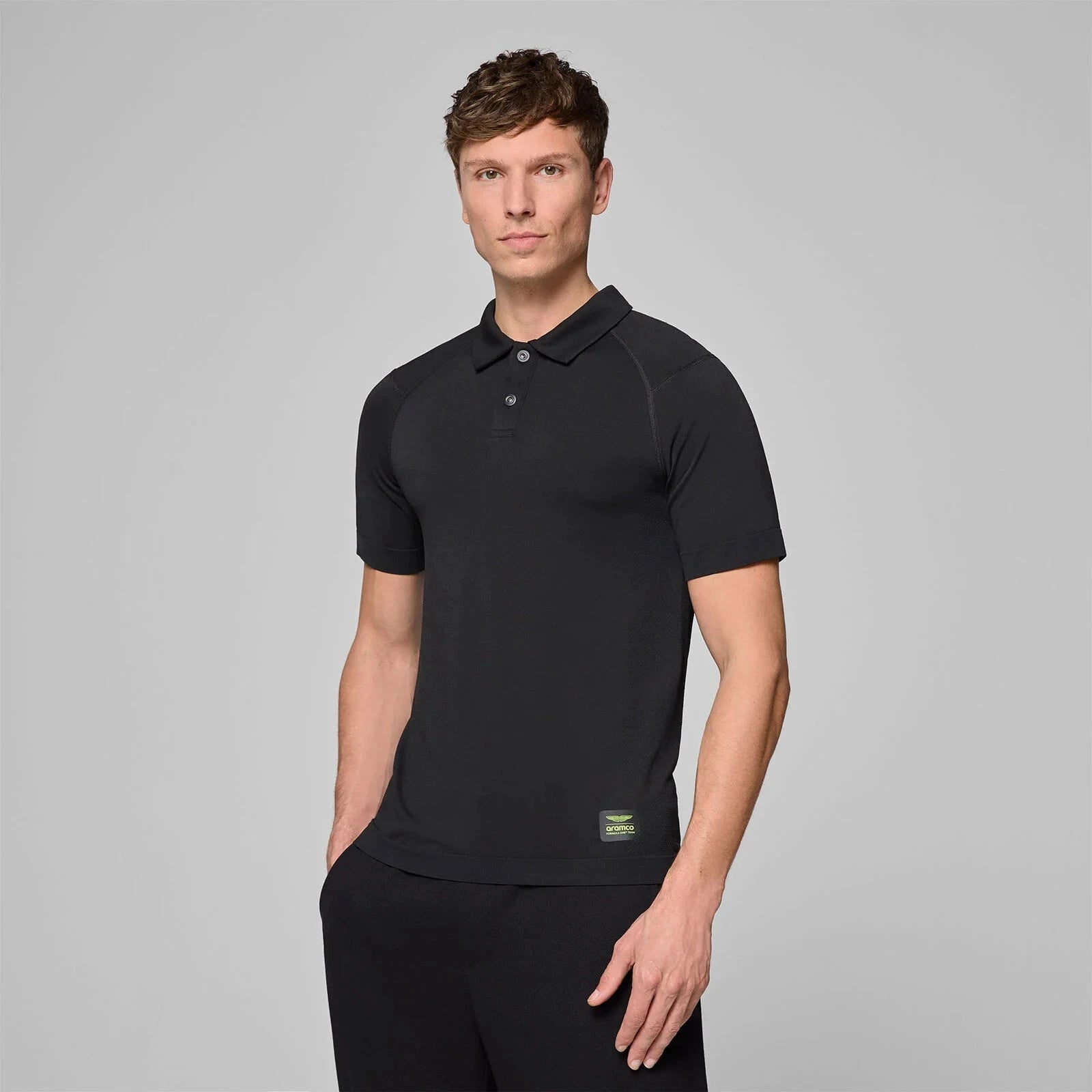 Aston Martin F1 Tech Men's Seamless Polo Shirt - Black Polos Aston Martin F1