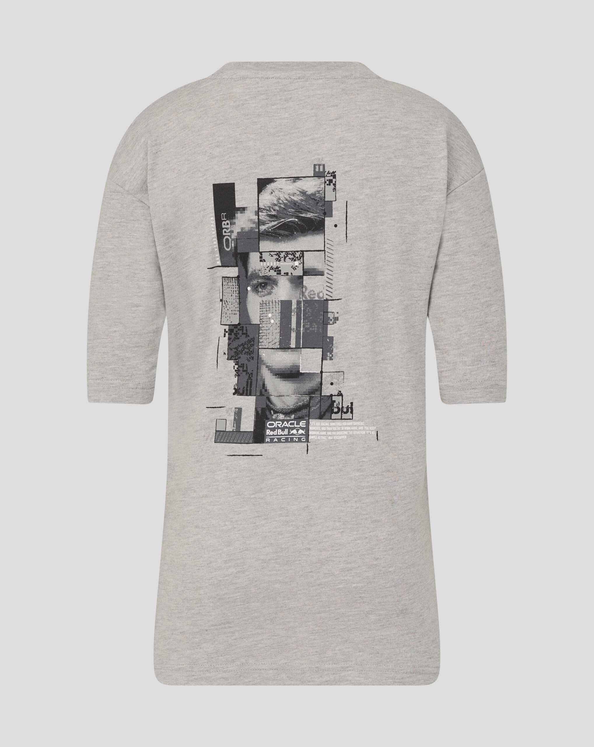 Red Bull Racing F1 Kid's Max Verstappen Pixel Graphic T-Shirt - Youth Grey T-shirts Red Bull Racing