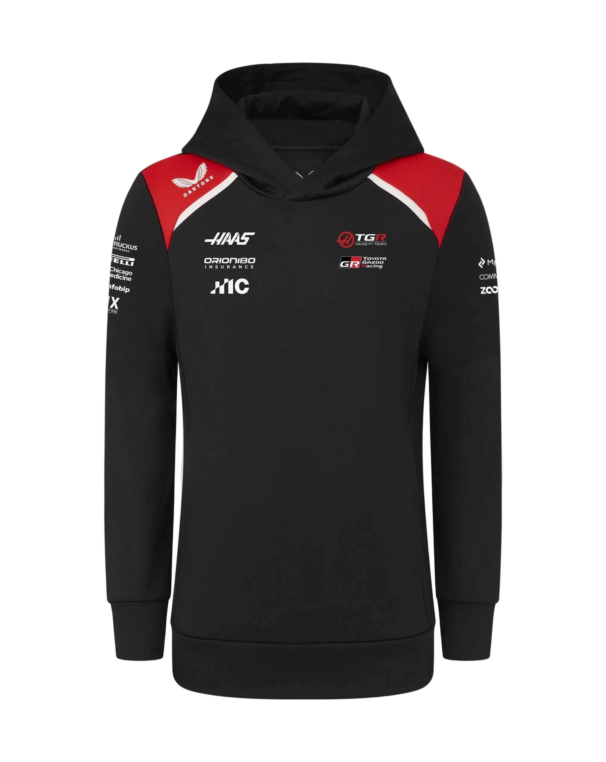 Haas Racing F1 2026 Kids Team Pullover Hoodie - Youth Black Hoodies Haas F1 Racing Team