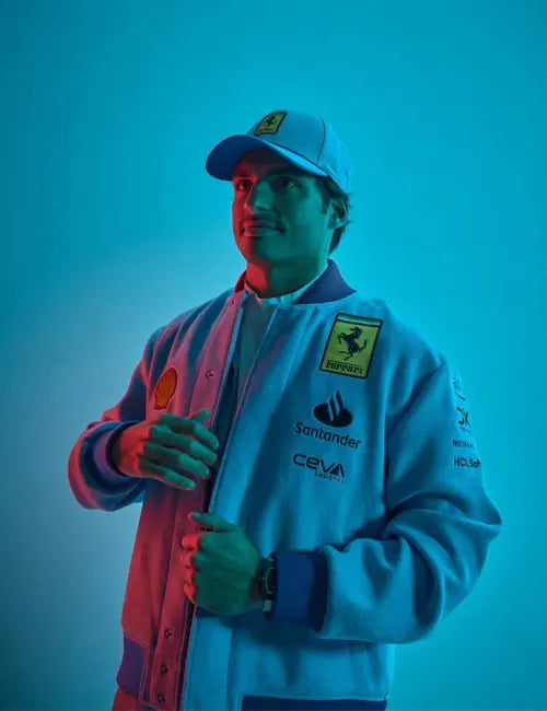 Scuderia Ferrari F1 Special Edition Miami GP Team Varsity Jacket - Blue Jackets Scuderia Ferrari 
