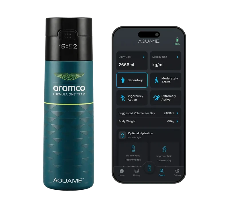 Aston Martin F1 x Aquame Team Smart Water Bottle - Green/Black Drinkware Aston Martin F1