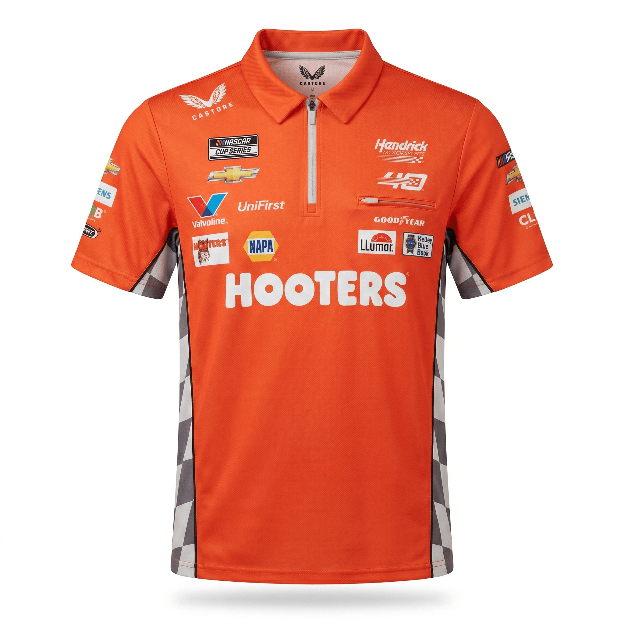 Nascar Hendrick Motorsport Hooters Team Kit Polo Shirt - Orange Polos Hendrick Motorsport