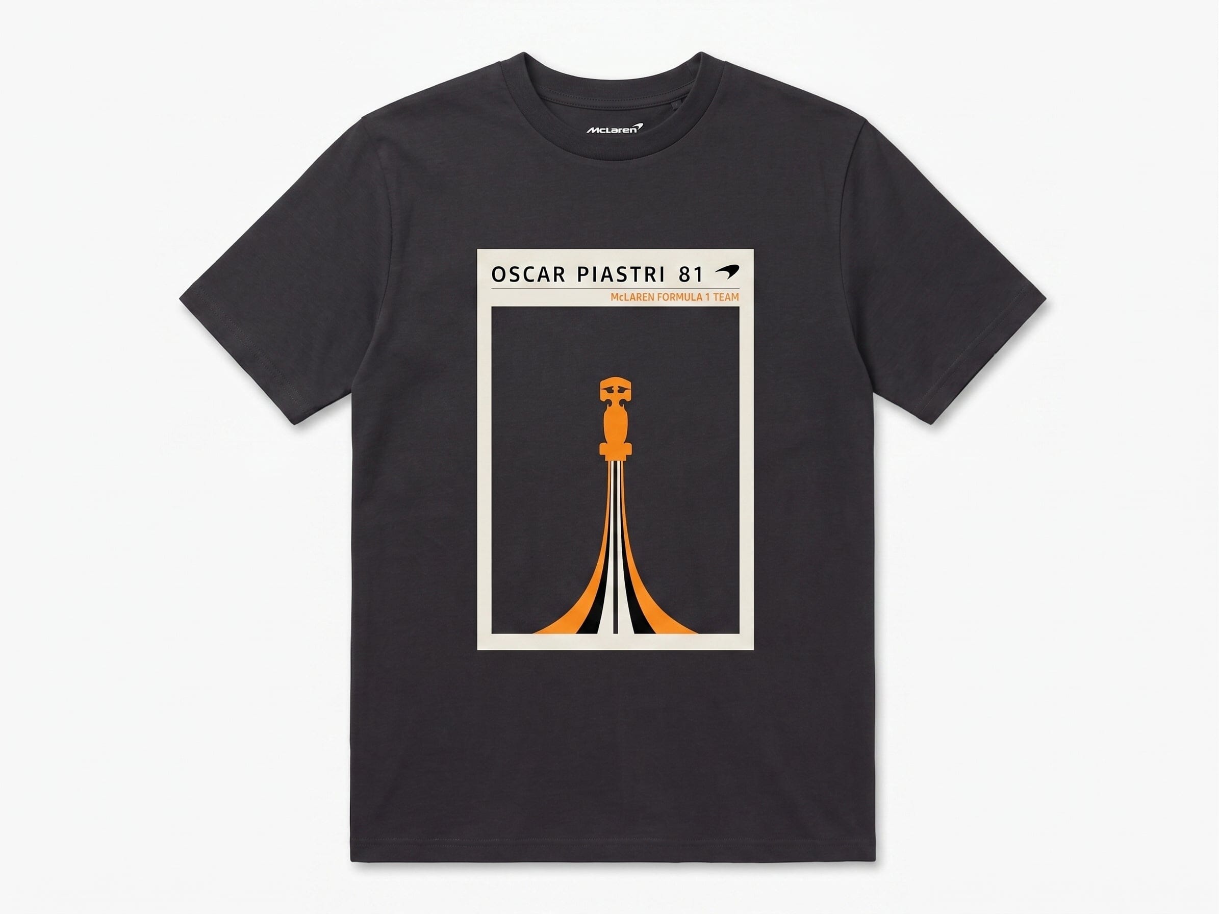 McLaren F1 Oscar Piastri Poster T-Shirt - Caviar Black T-shirts McLaren-Castore