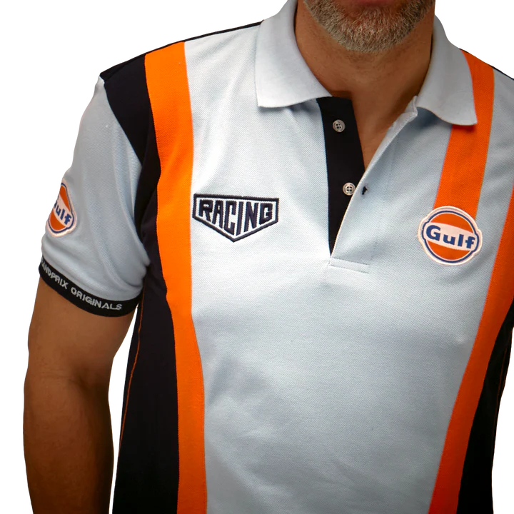 GrandPrix Originals Men's Gulf Racing Team Polo - Gulf Blue Polos GrandPrix Originals USA