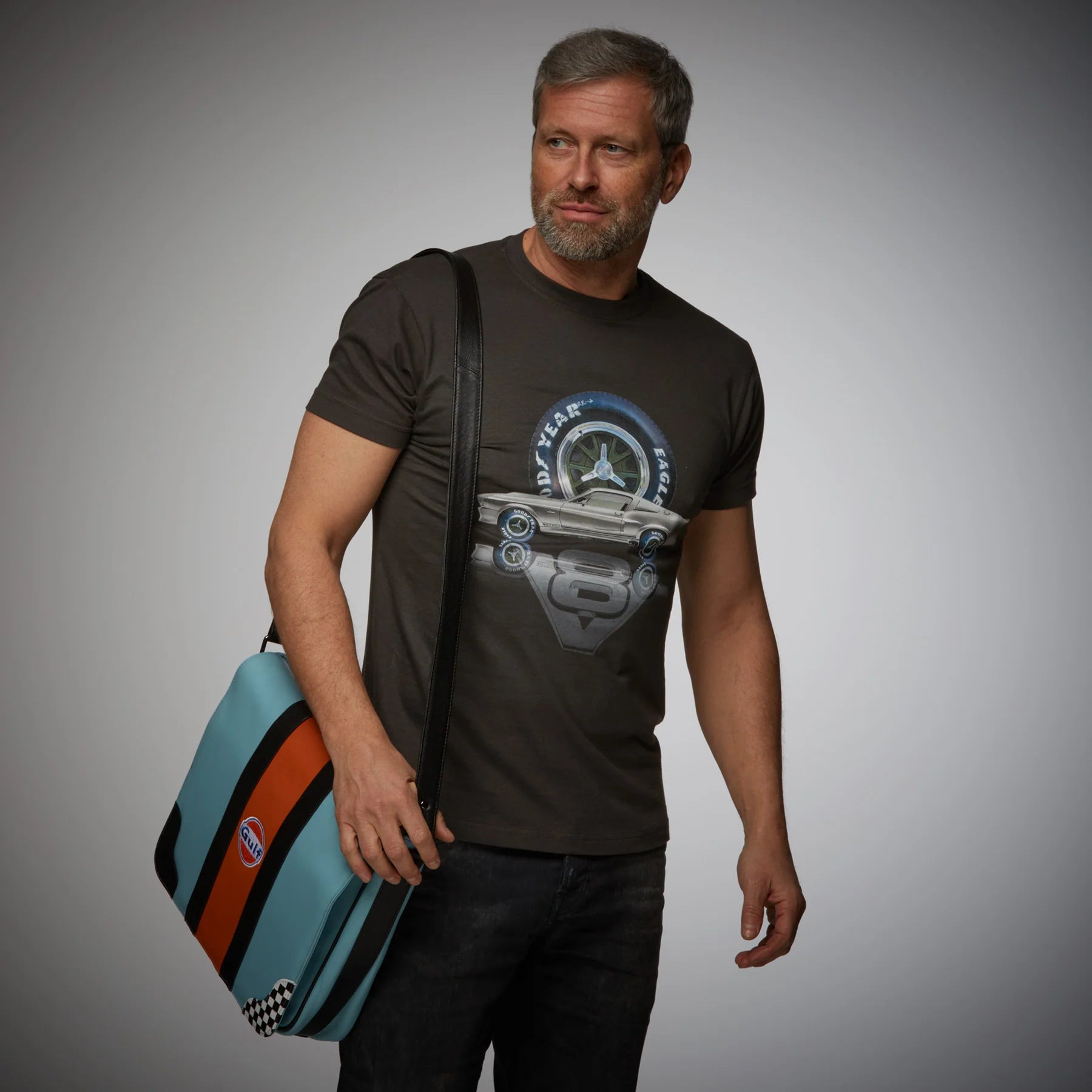 GrandPrix Originals Gulf Silverstone Messenger Bag - Gulf Blue Bags GrandPrix Originals USA