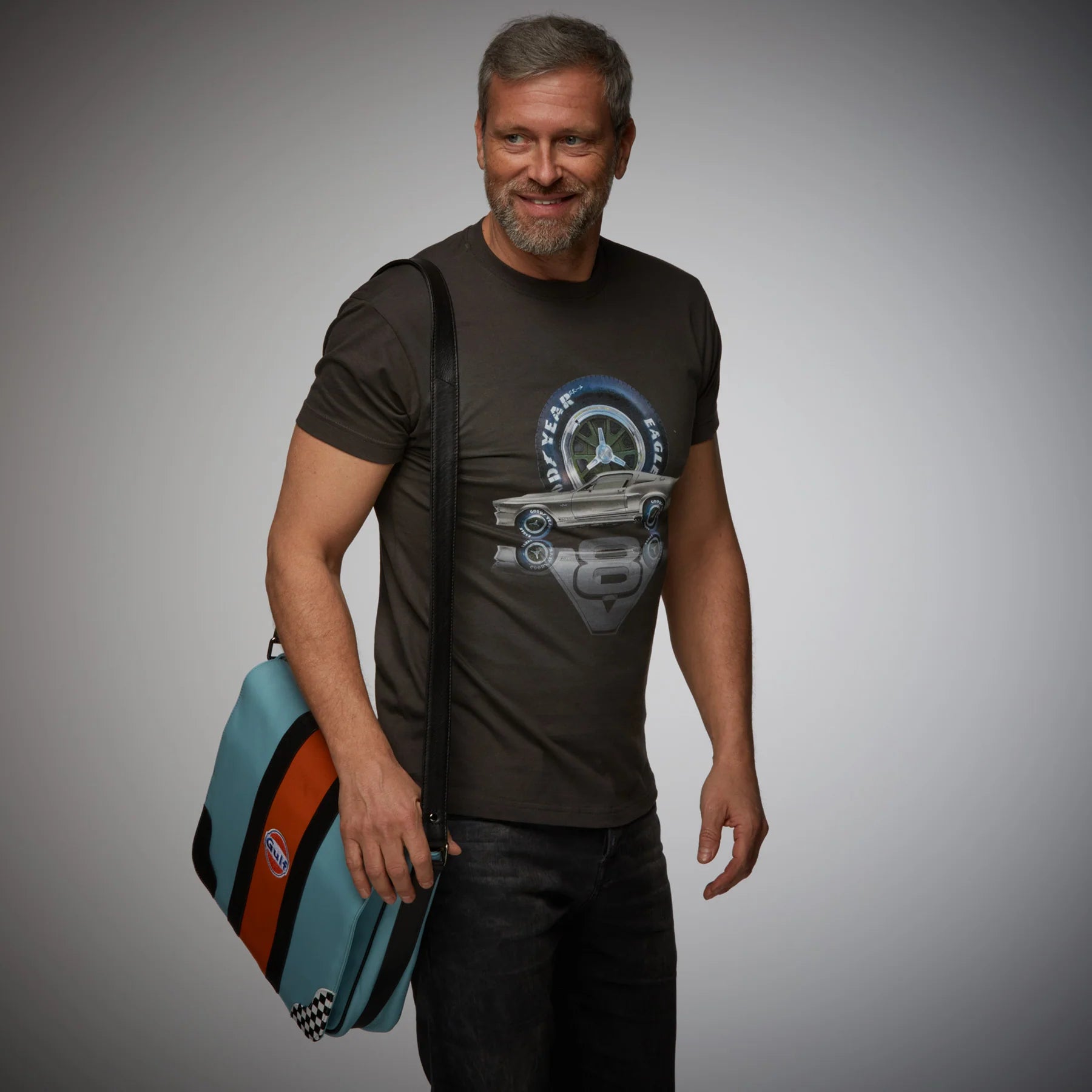 GrandPrix Originals Gulf Silverstone Messenger Bag - Gulf Blue Bags GrandPrix Originals USA
