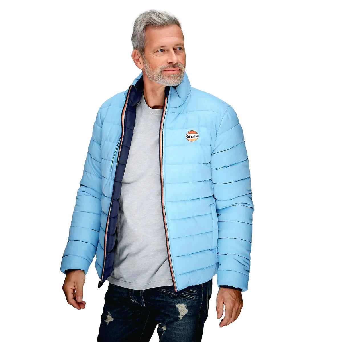 GrandPrix Originals Men's Gulf Reversible Puffer Jacket- Gulf Blue/Navy Jackets GrandPrix Originals USA
