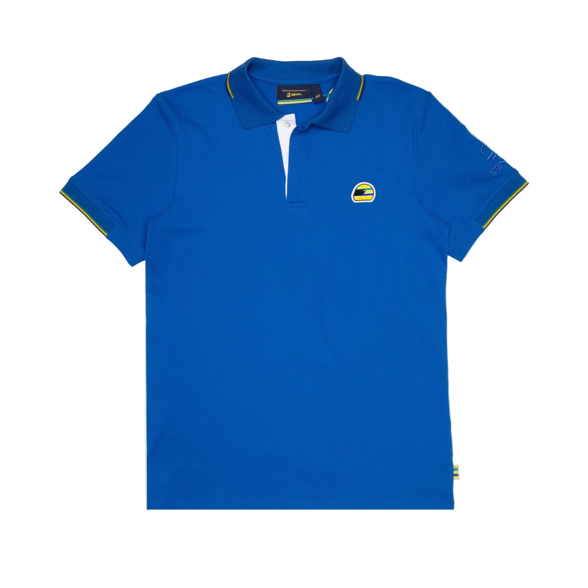 Ayrton Senna F1 Helmet Polo Shirt - Blue/White Polos Ayrton Senna XS Blue