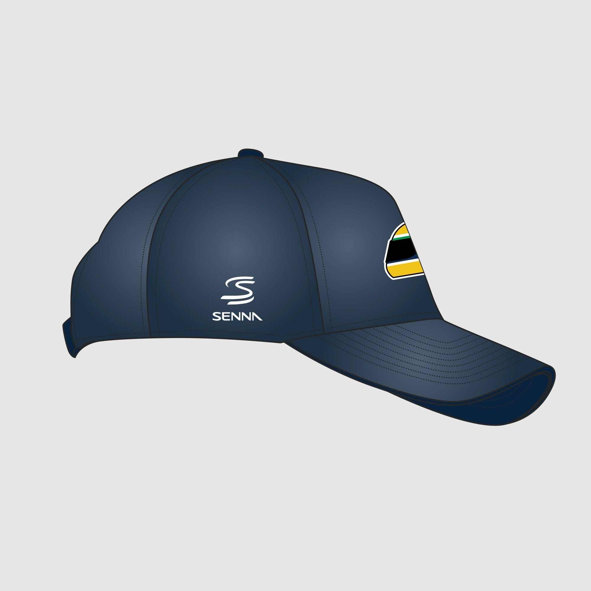 Ayrton Senna F1 Helmet Washed Hat - Navy Hats Ayrton Senna