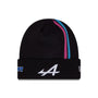 Alpine Racing F1 New Era Driver Stripe Knit Cuff Black Beanie - Pierre Gasly/Esteban Ocon Hats Alpine