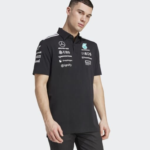 Mercedes - AMG Petronas Formula One 2025 Men's Team Polo Shirt - White/Black Polos Mercedes AMG Petronas