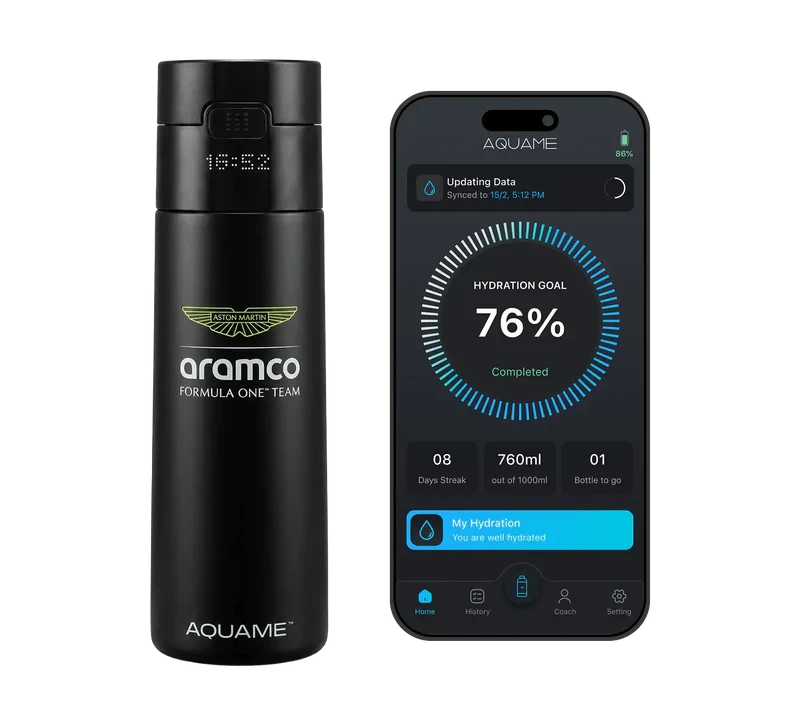 Aston Martin F1 x Aquame Team Smart Water Bottle - Green/Black Drinkware Aston Martin F1 Black