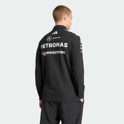 Mercedes - AMG Petronas Formula One 2026 Men's Team Long Sleeve Polo Shirt - Black Polos Mercedes AMG Petronas