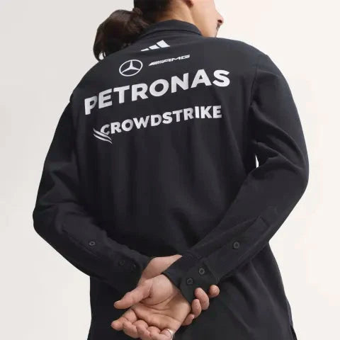 Mercedes - AMG Petronas Formula One 2026 Men's Team Long Sleeve Polo Shirt - Black Polos Mercedes AMG Petronas