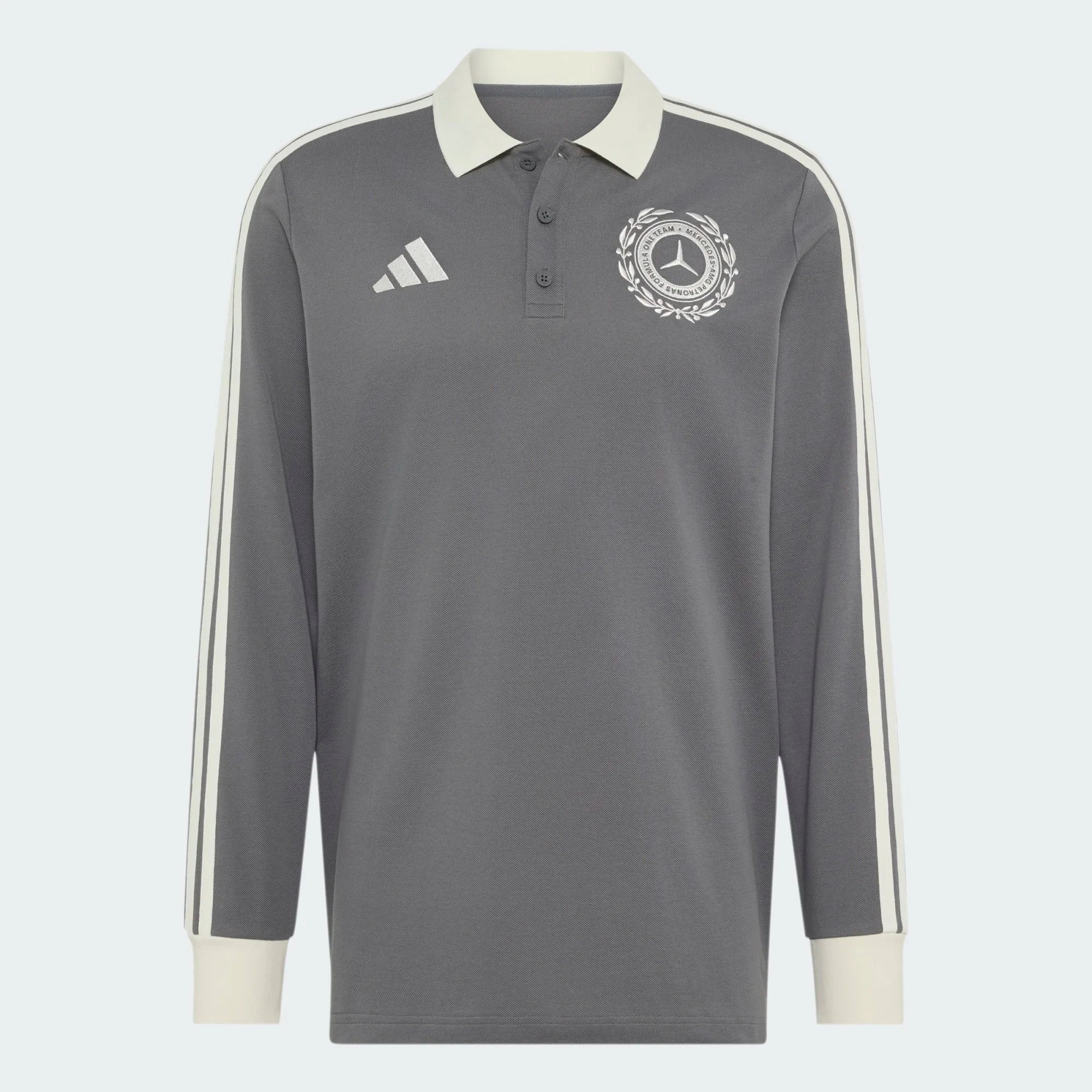 Mercedes - AMG Petronas F1 Men's Silver Arrows Long Sleeve Icon Polo Shirt - Gray Polos Mercedes AMG Petronas