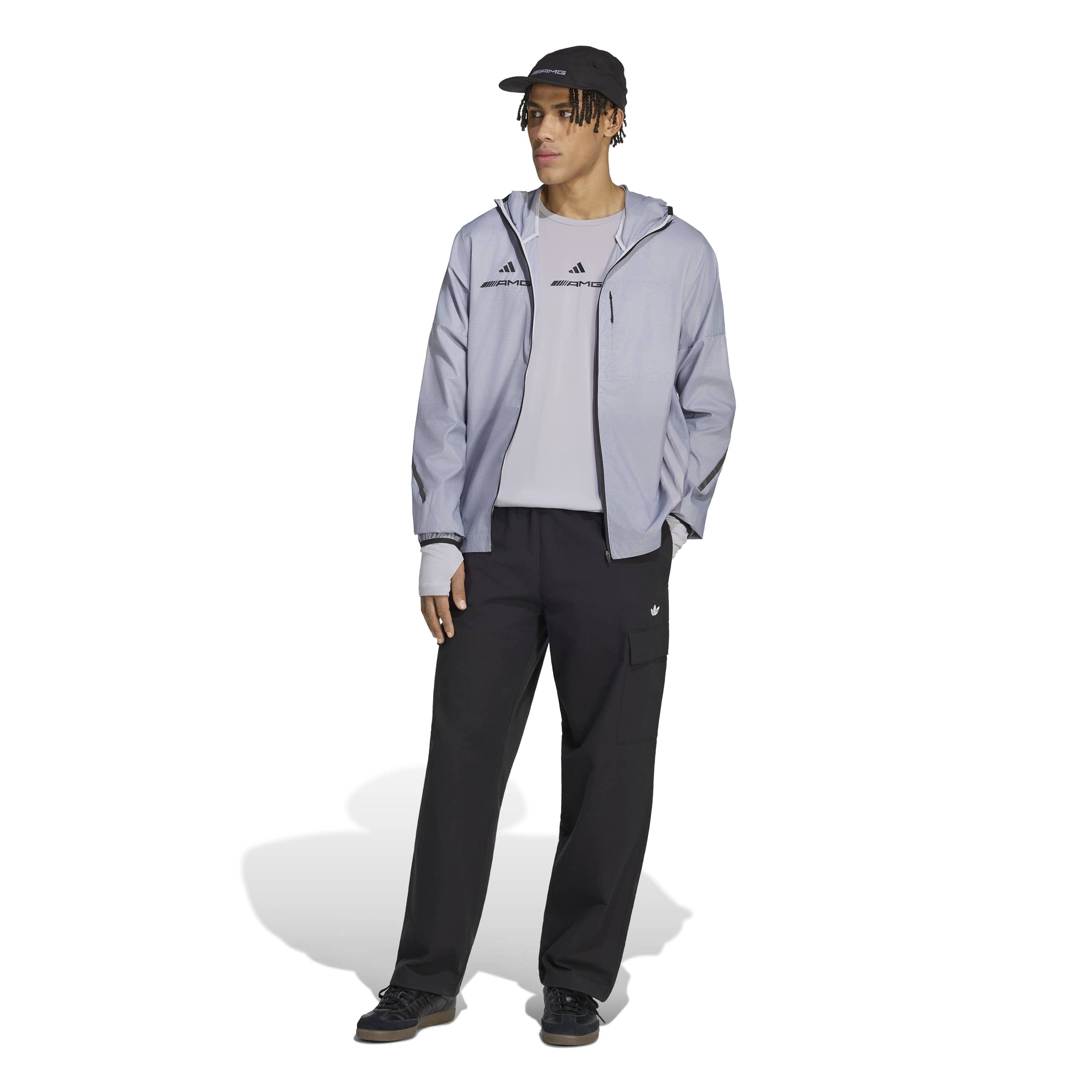 Mercedes - AMG Petronas F1 Men's "AMG" Windbreaker Jacket - Light Gray Jackets Mercedes AMG Petronas