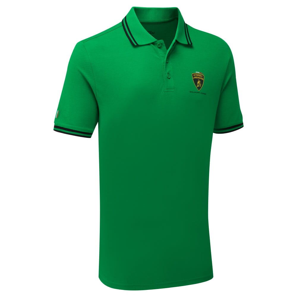 Automobili Lamborghini Squadra Corse Men's Travel Polo Shirt - Orange/White/Green Polos Automobili Lamborghini