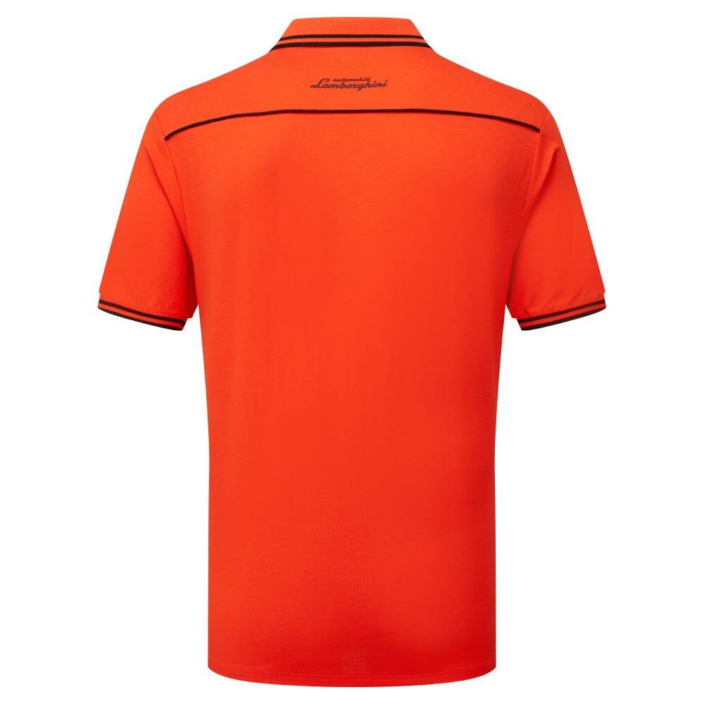 Automobili Lamborghini Squadra Corse Men's Travel Polo Shirt - Orange/White/Green Polos Automobili Lamborghini