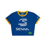Ayrton Senna F1 Women's Legacy Crop T-Shirt - Blue/Yellow T-shirts Ayrton Senna XXS Blue