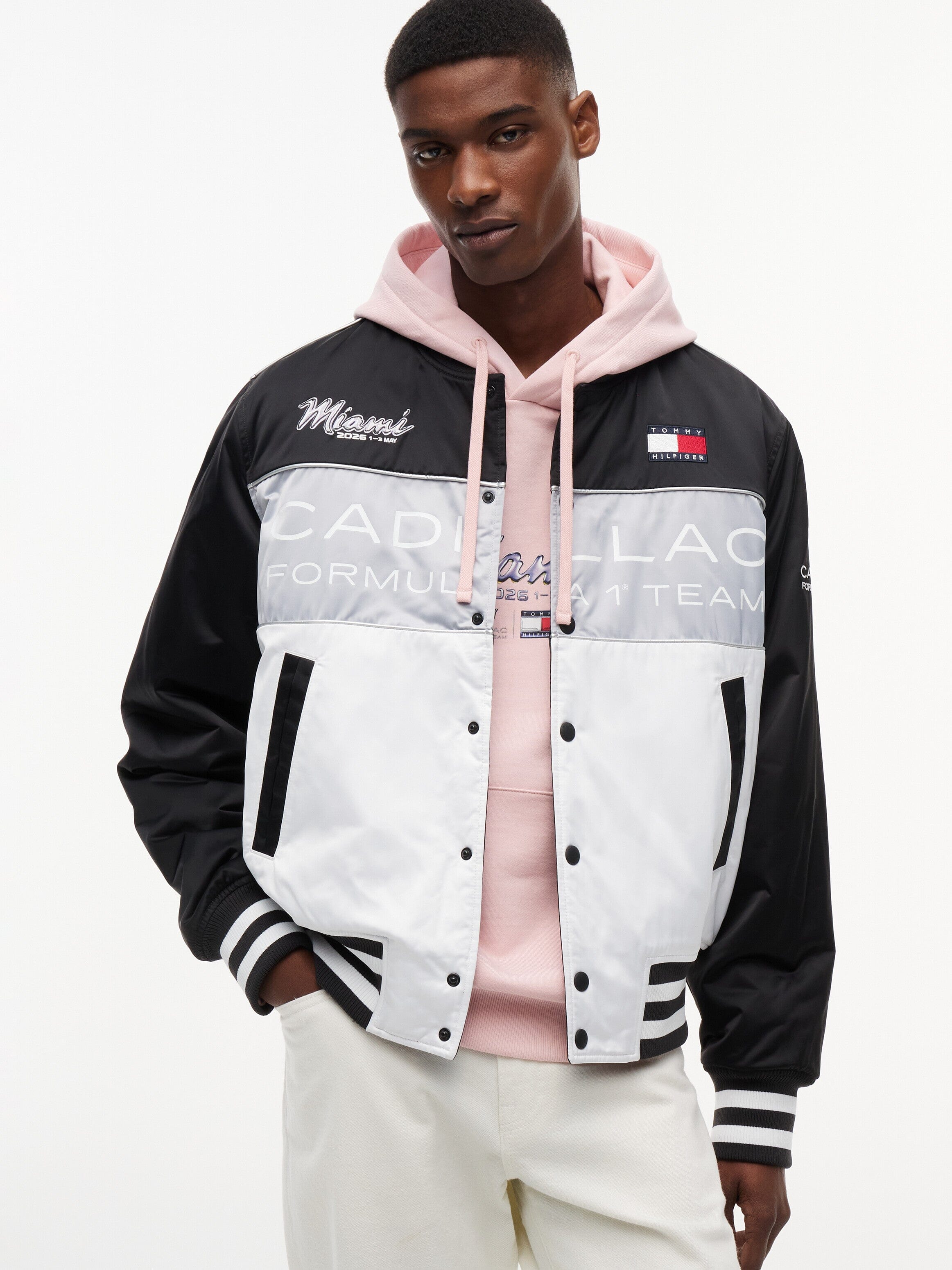 Cadillac F1 Special Edition Miami GP Varsity Jacket - White/Black Jackets Cadillac F1