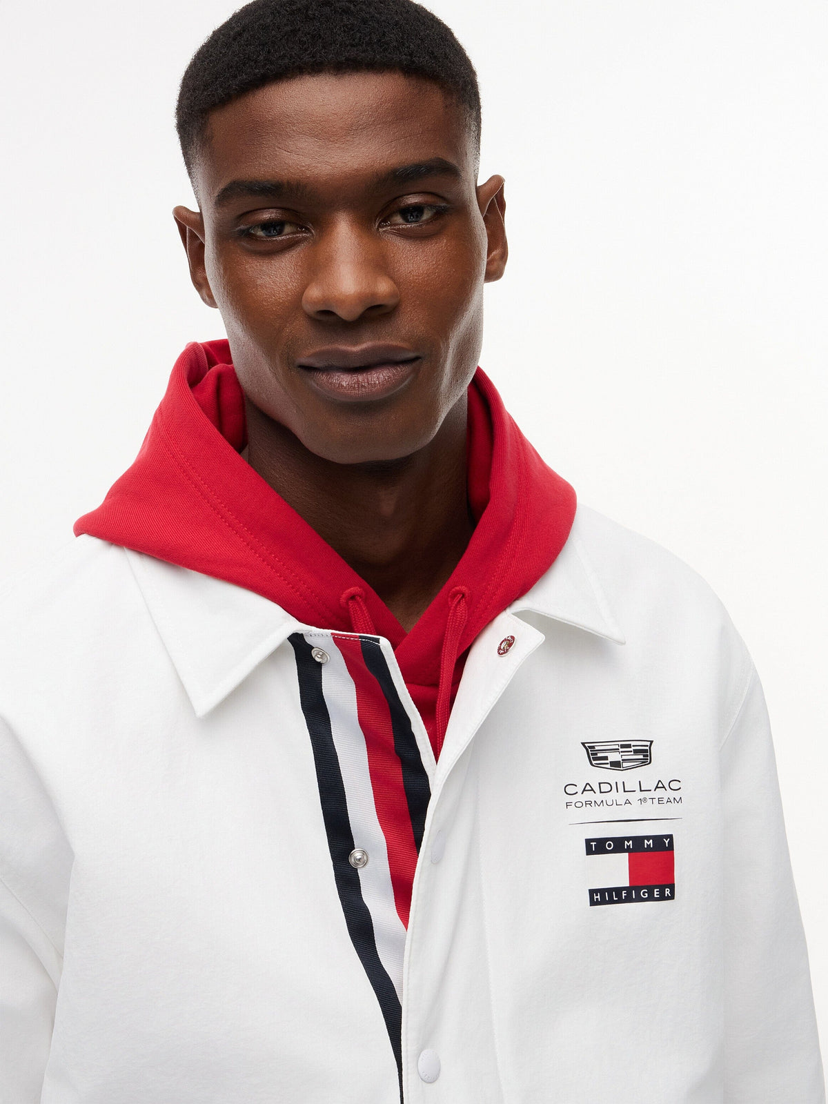 Cadillac F1 Chevron Coach Jacket - White Jackets Cadillac F1