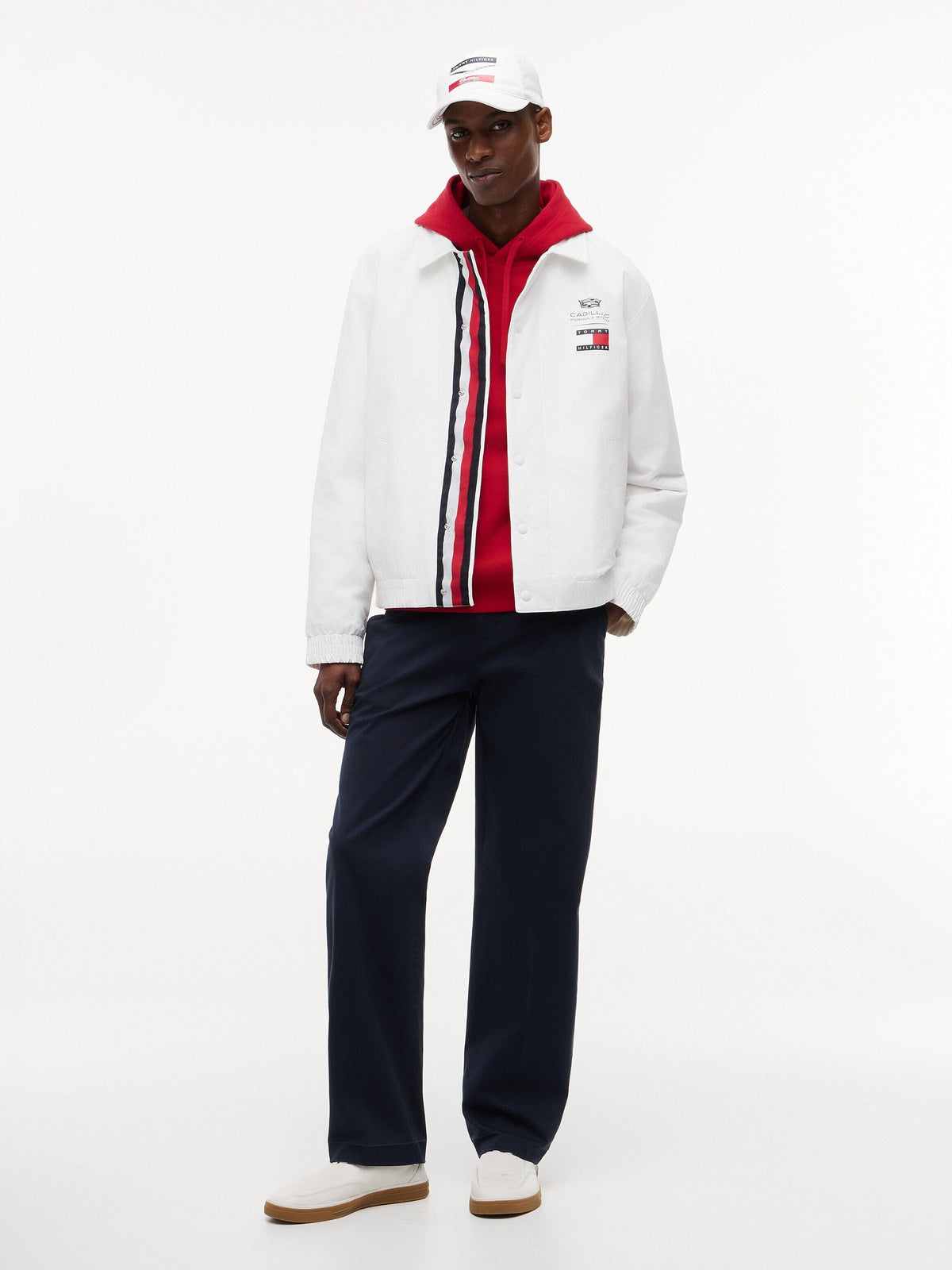 Cadillac F1 Chevron Coach Jacket - White Jackets Cadillac F1