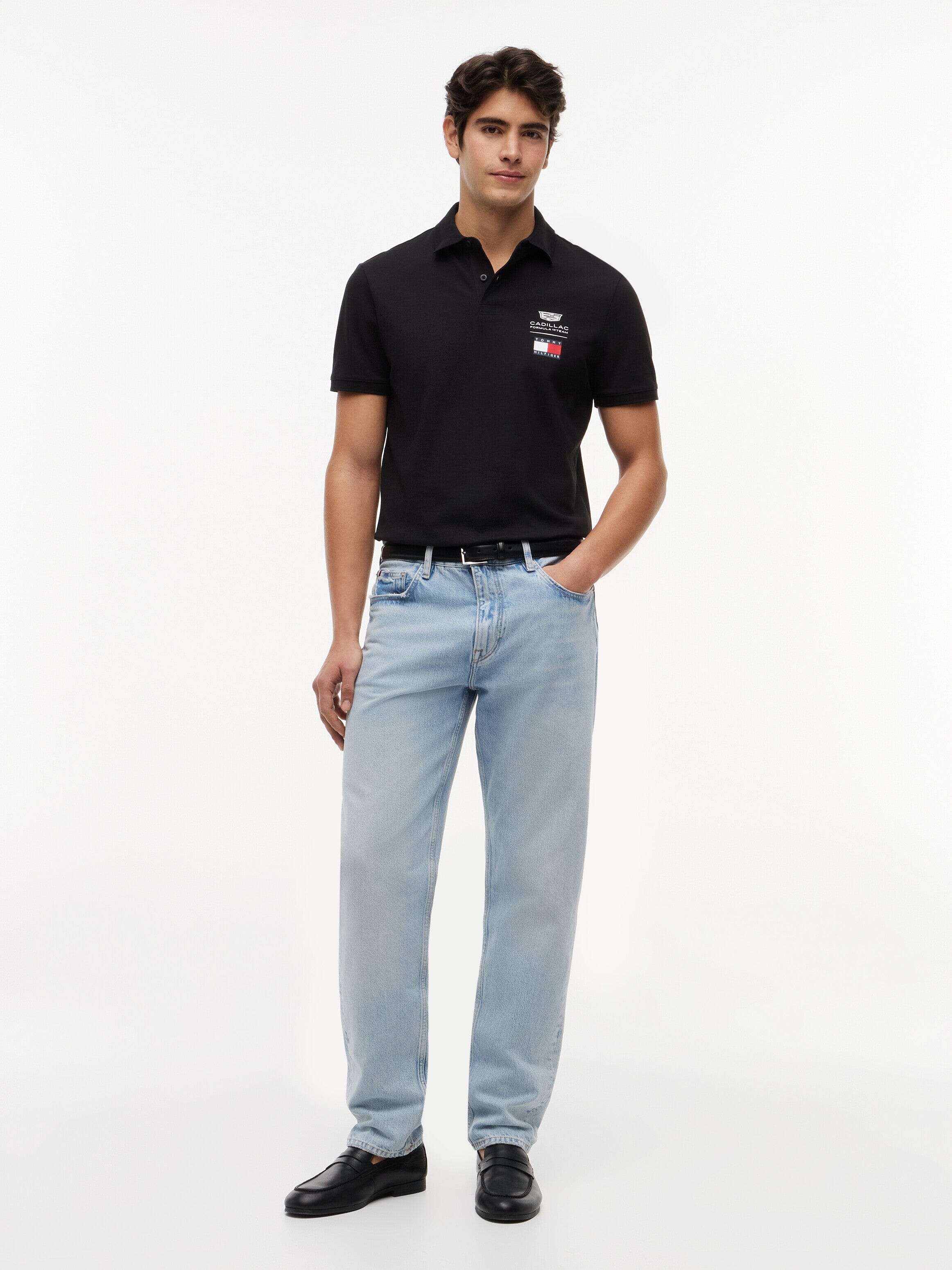 Cadillac F1 Small Logo Polo Shirt - Black/White Polos Cadillac F1
