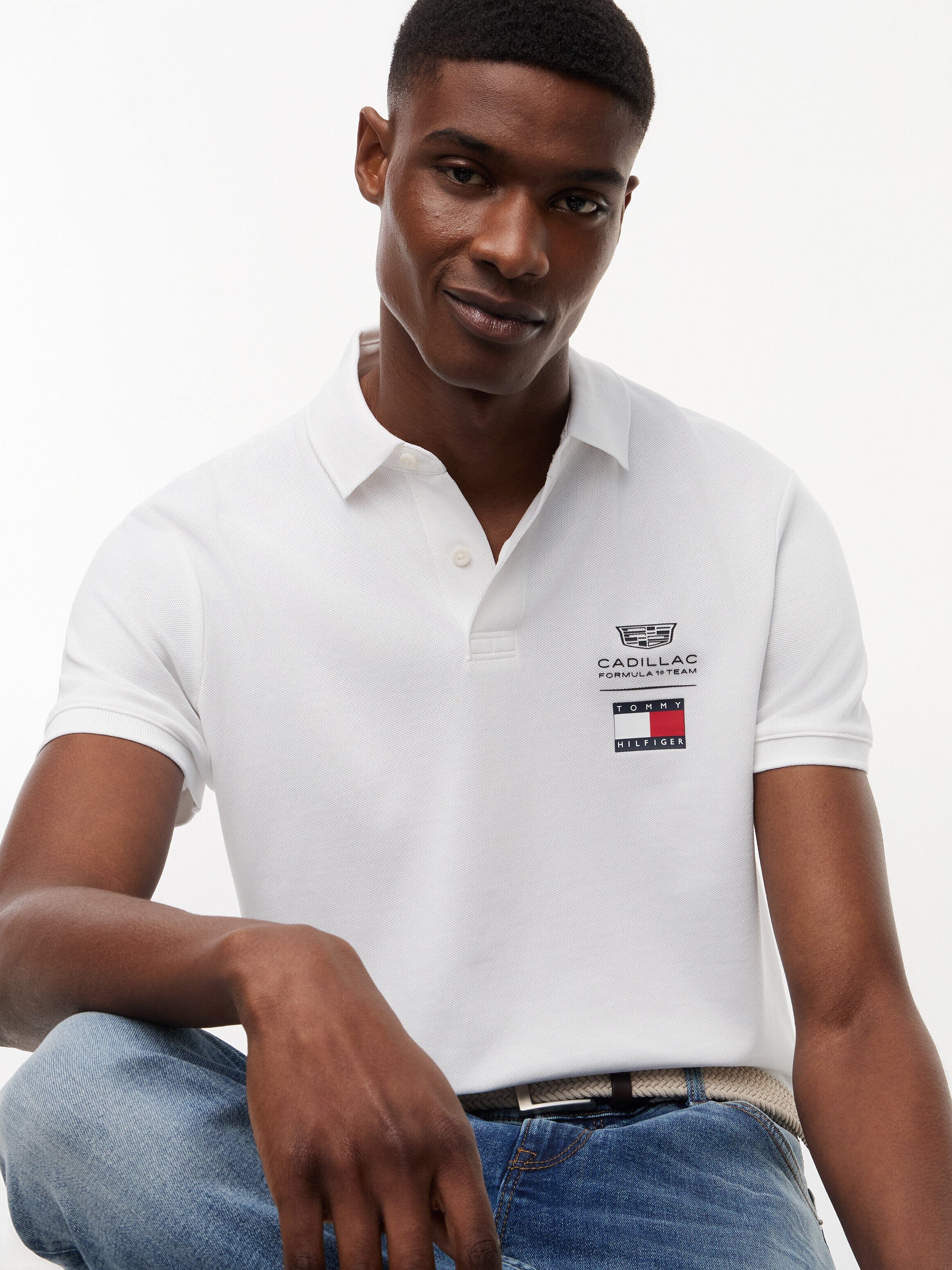 Cadillac F1 Small Logo Polo Shirt - Black/White Polos Cadillac F1