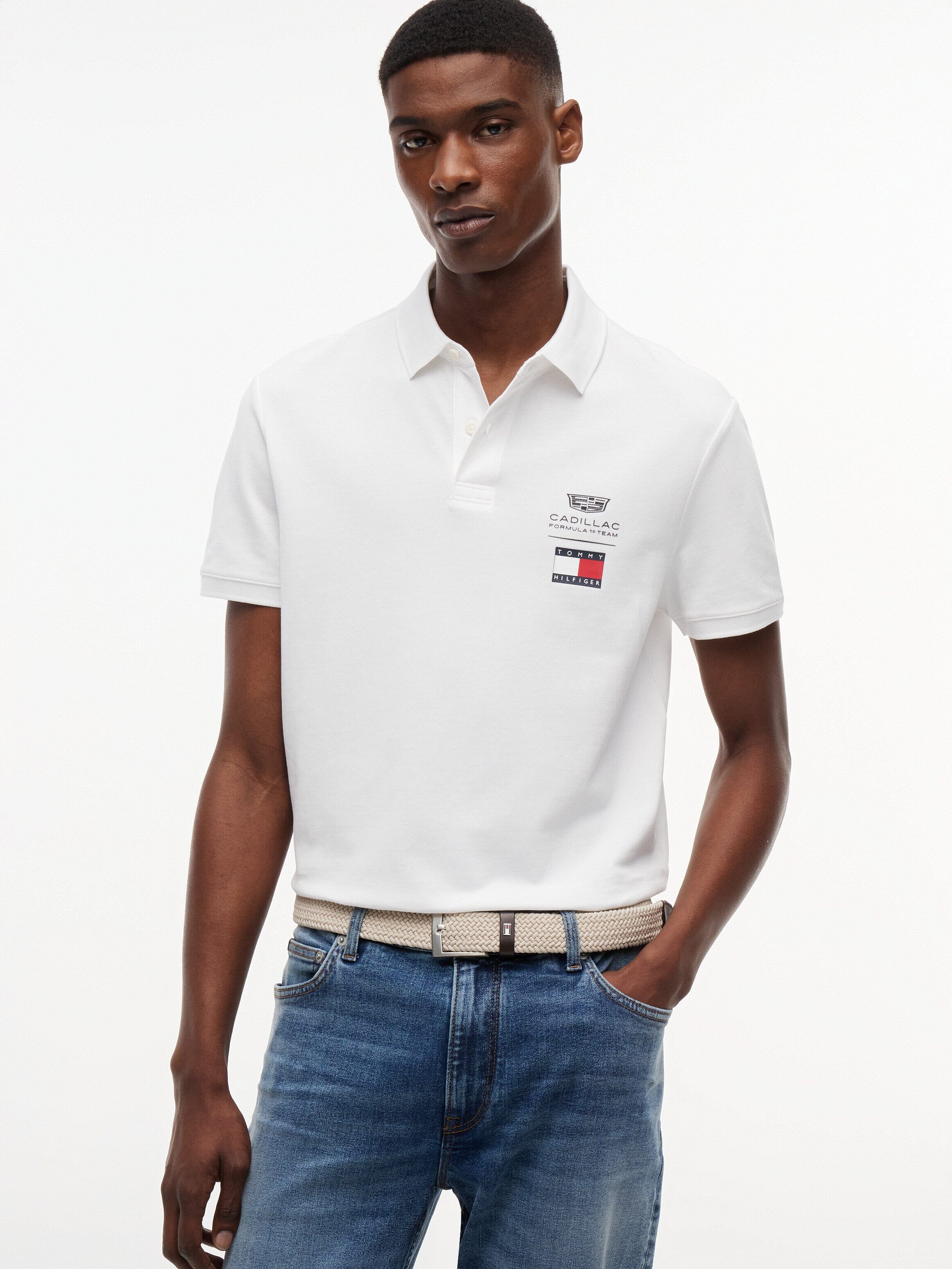Cadillac F1 Small Logo Polo Shirt - Black/White Polos Cadillac F1