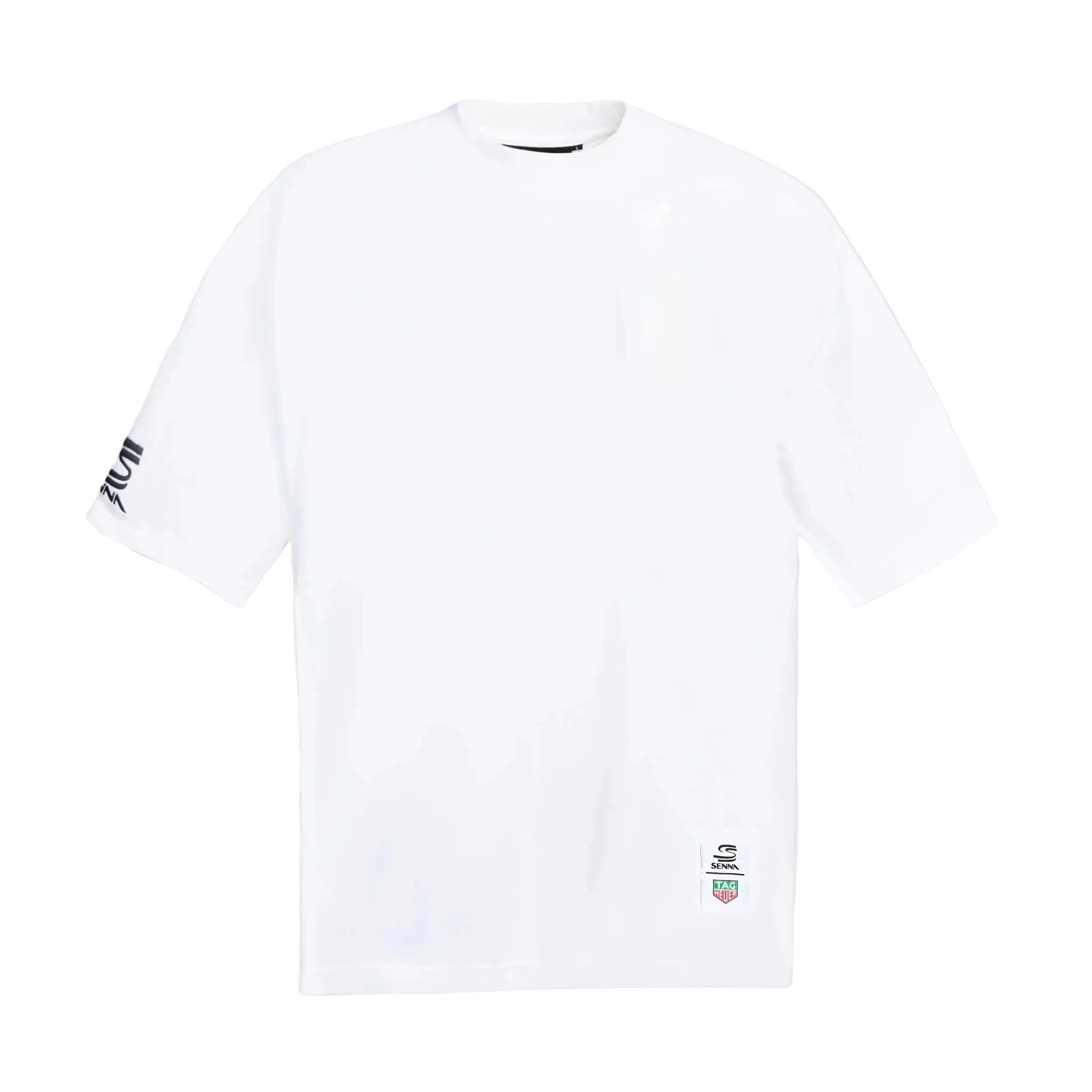 Ayrton Senna F1 x Tag Heuer Oversized Badge T-Shirt - White/Black T-shirts Ayrton Senna XS White