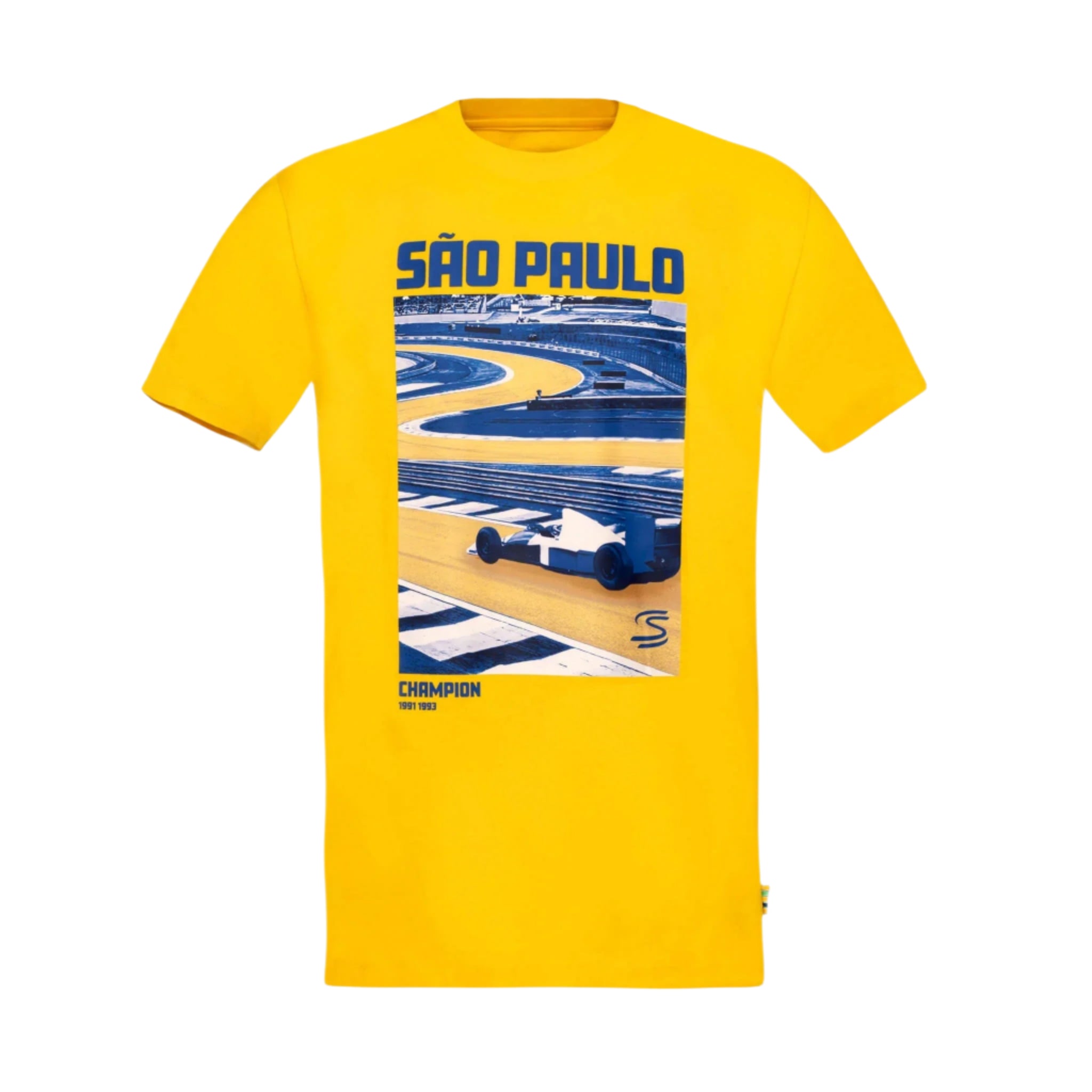 Ayrton Senna F1 Sao Paulo Circuit Graphic T-Shirt - Yellow T-shirts Ayrton Senna