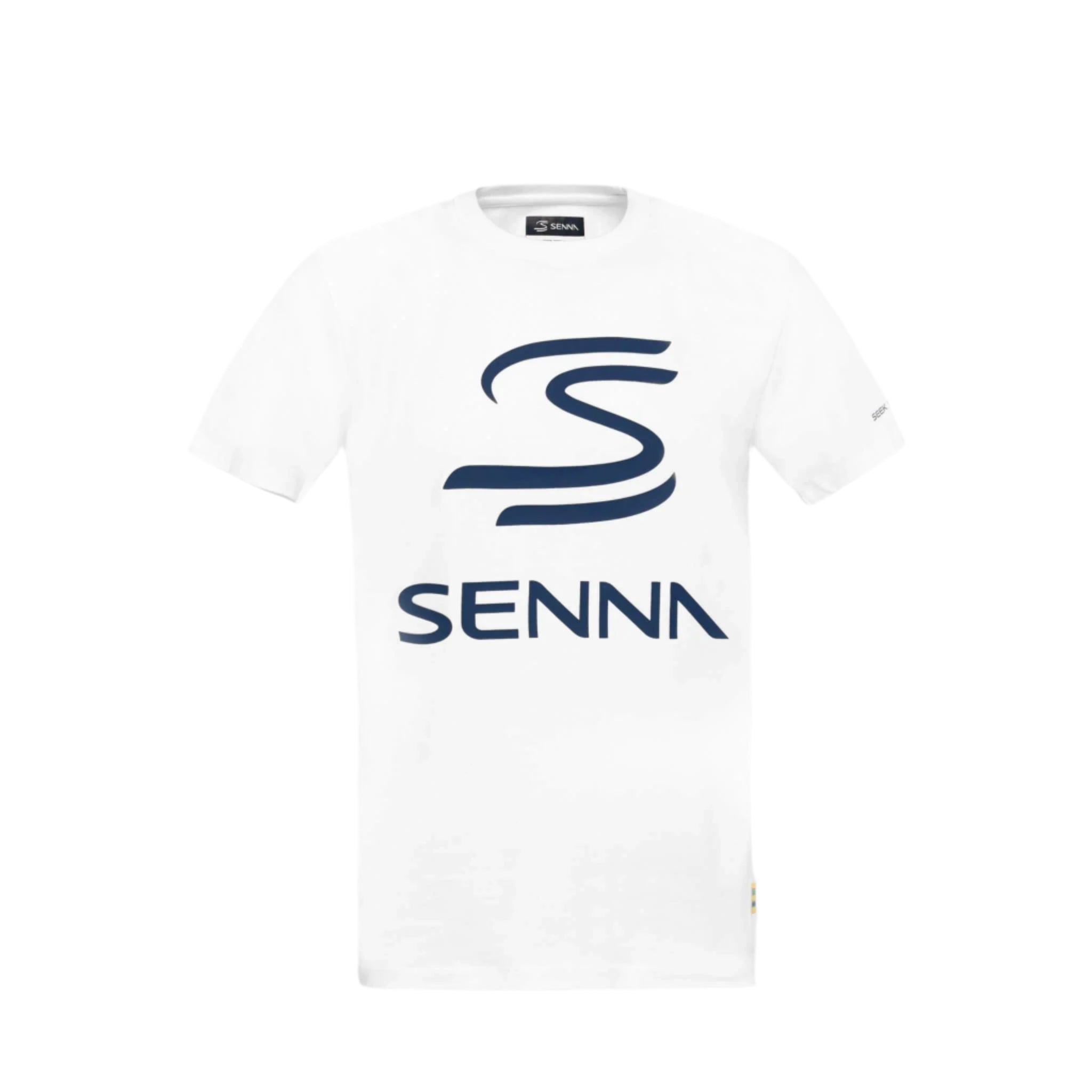 Ayrton Senna F1 Men's Legacy Logo T-Shirt - Navy/White/Gray Marble T-shirts Ayrton Senna XS White