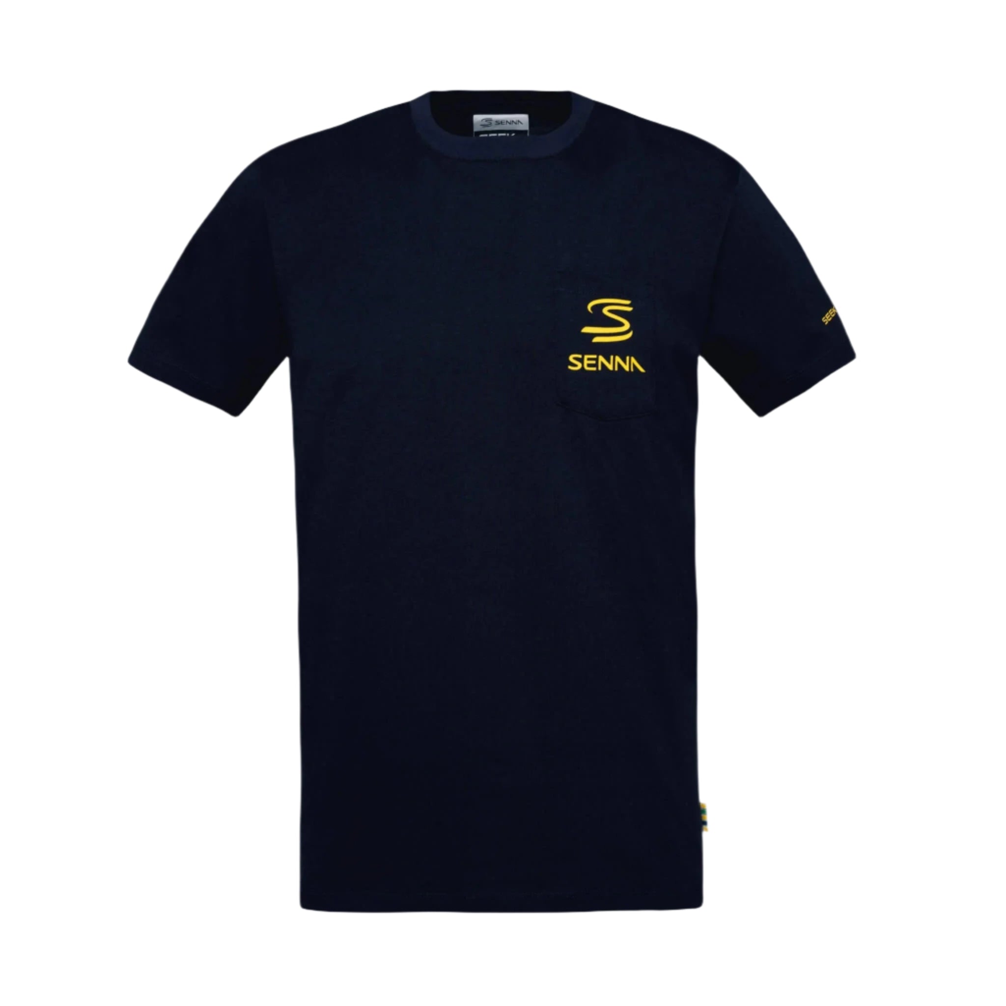Ayrton Senna F1 Men's Legacy Pocket T-Shirt - Navy/White T-shirts Ayrton Senna