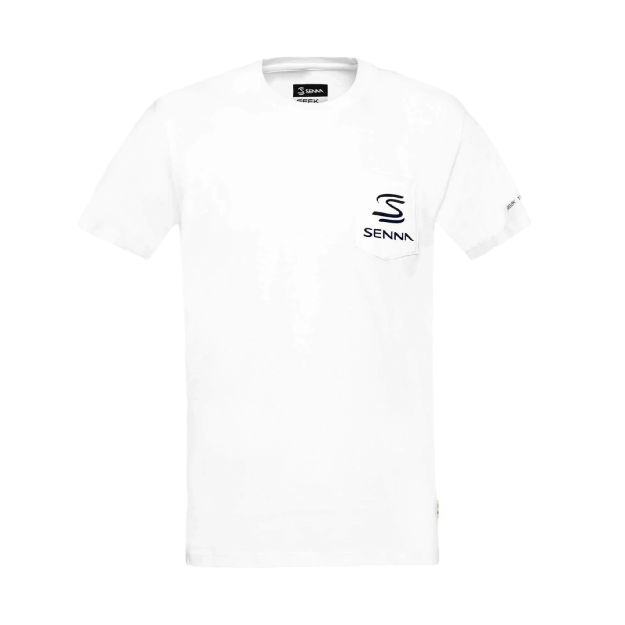 Ayrton Senna F1 Men's Legacy Pocket T-Shirt - Navy/White T-shirts Ayrton Senna