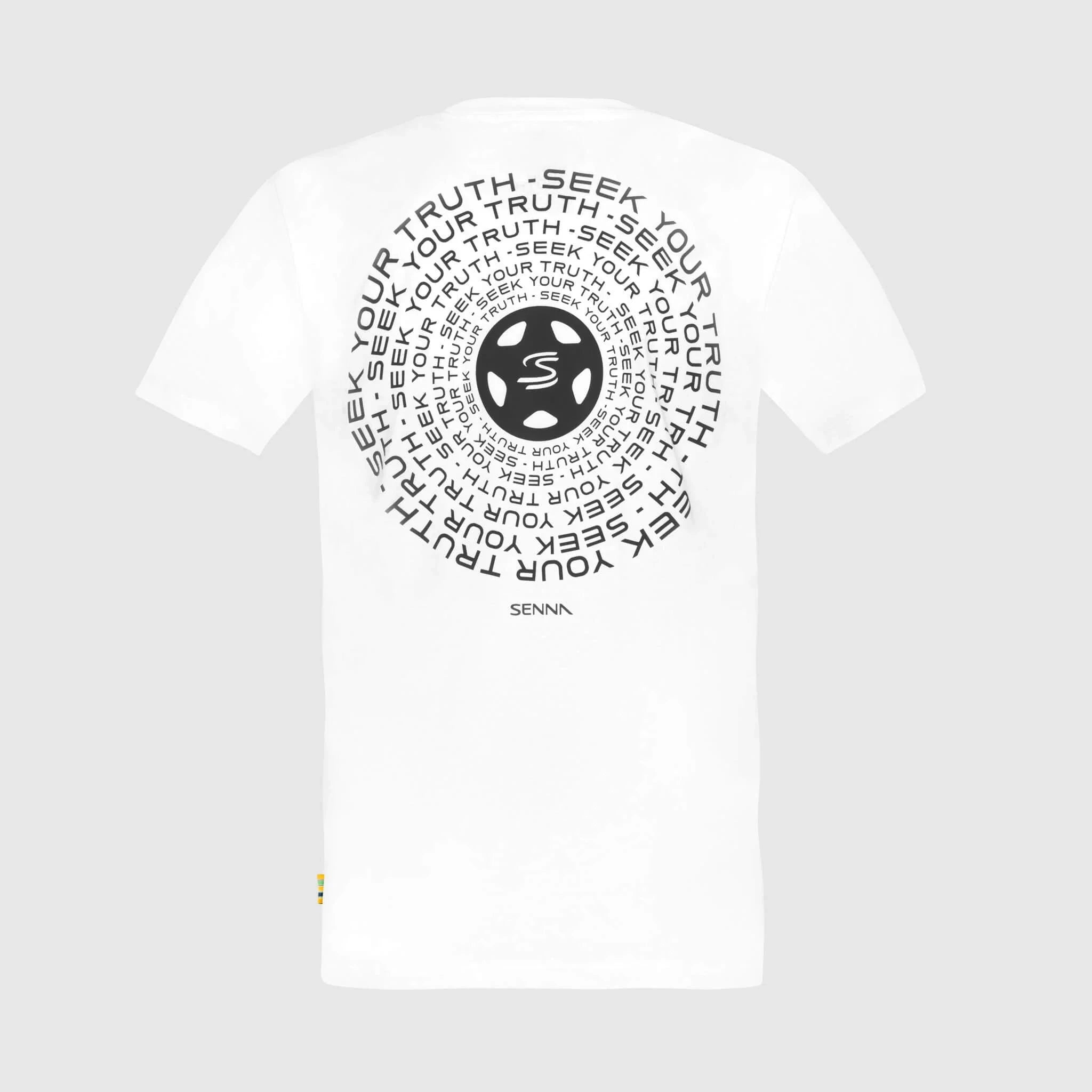 Ayrton Senna F1 Seek Your Truth Circle T-Shirt - White/Yellow T-shirts Ayrton Senna